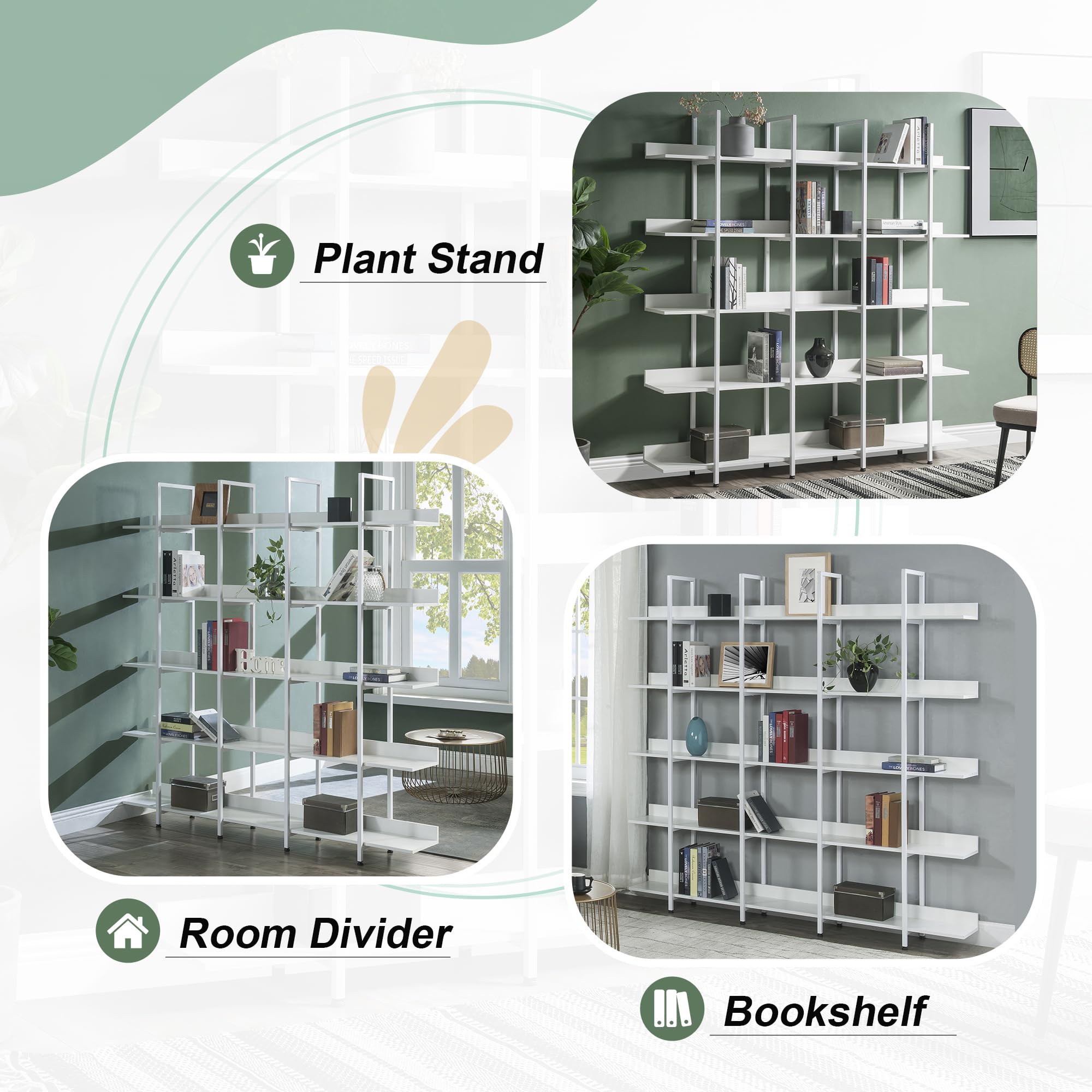 Merax 5-Tier White Bookshelf - Modern Wooden Bookcase & Storage Shelf for Study, Home Office, Living Room - Perfect for Organizing Books, Decor & Office Supplies