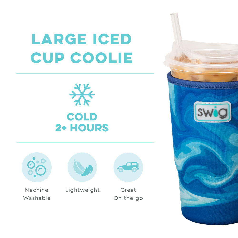 Blue Lagoon Large Iced Cup Coolie - 20oz Insulated Tumbler with Lid & Straw, Perfect for Iced Coffee, Smoothies, and Summer Drinks at Beach, Pool, or Outdoor Parties