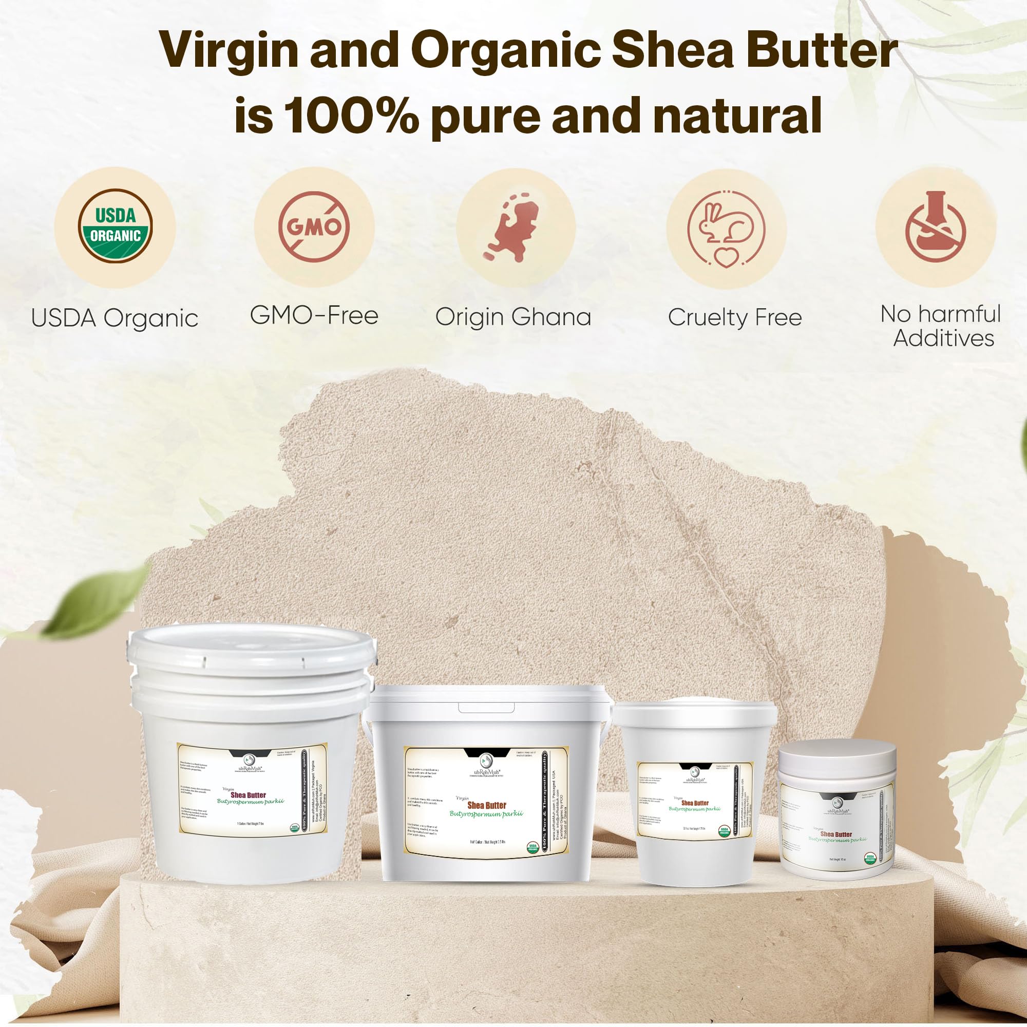 Organic Virgin Shea Butter 1.7 lb - USDA Certified, Unrefined, Raw & Pure from Ghana - for Skin, Hair & DIY Beauty Products