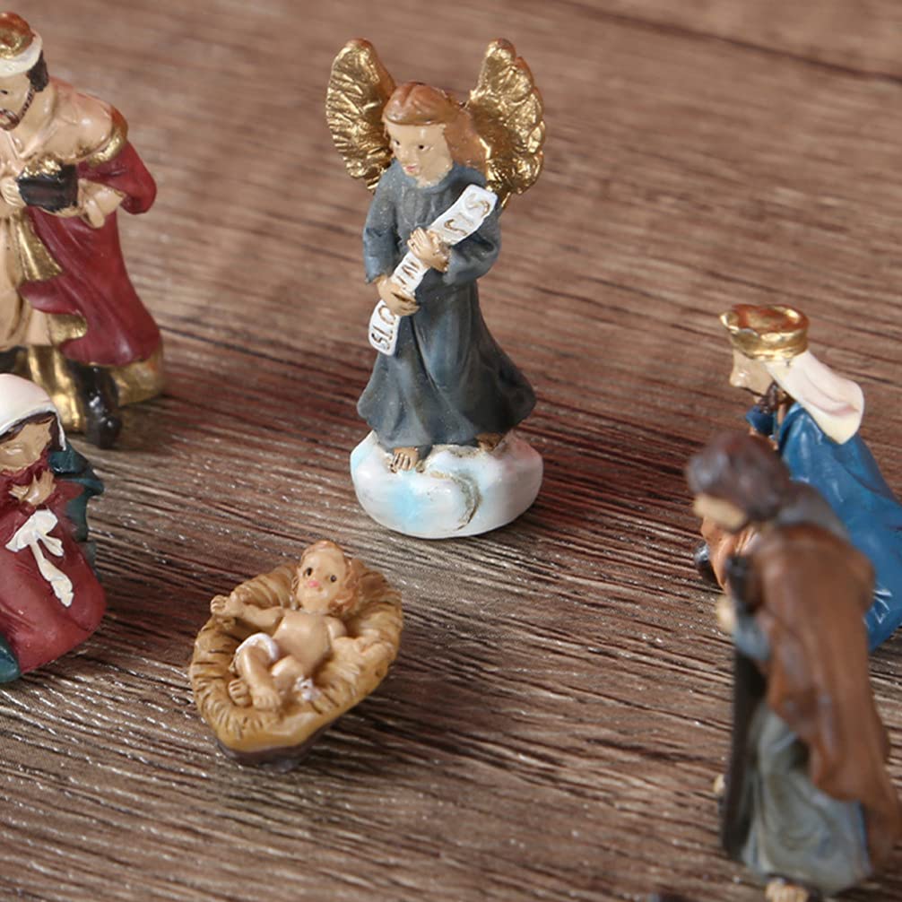 Nativity Scene Figurine Set - Holy Family Resin Statue for Christmas Decor