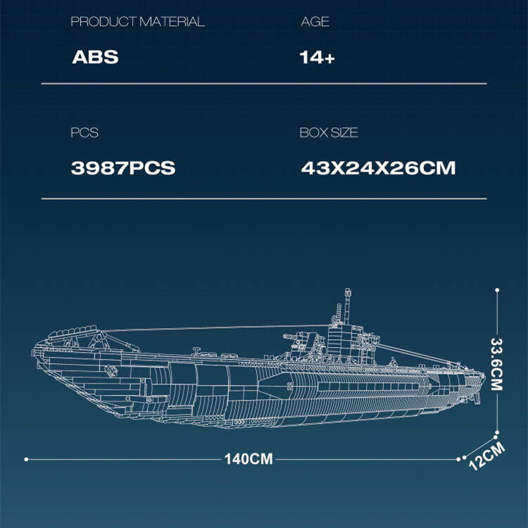 Reobrix 33050 U Boat Model Building Kit - Premium Collectible Military Ship Toy for Adults & Teens - Perfect for Display, Gift Giving & WW2 History Enthusiasts