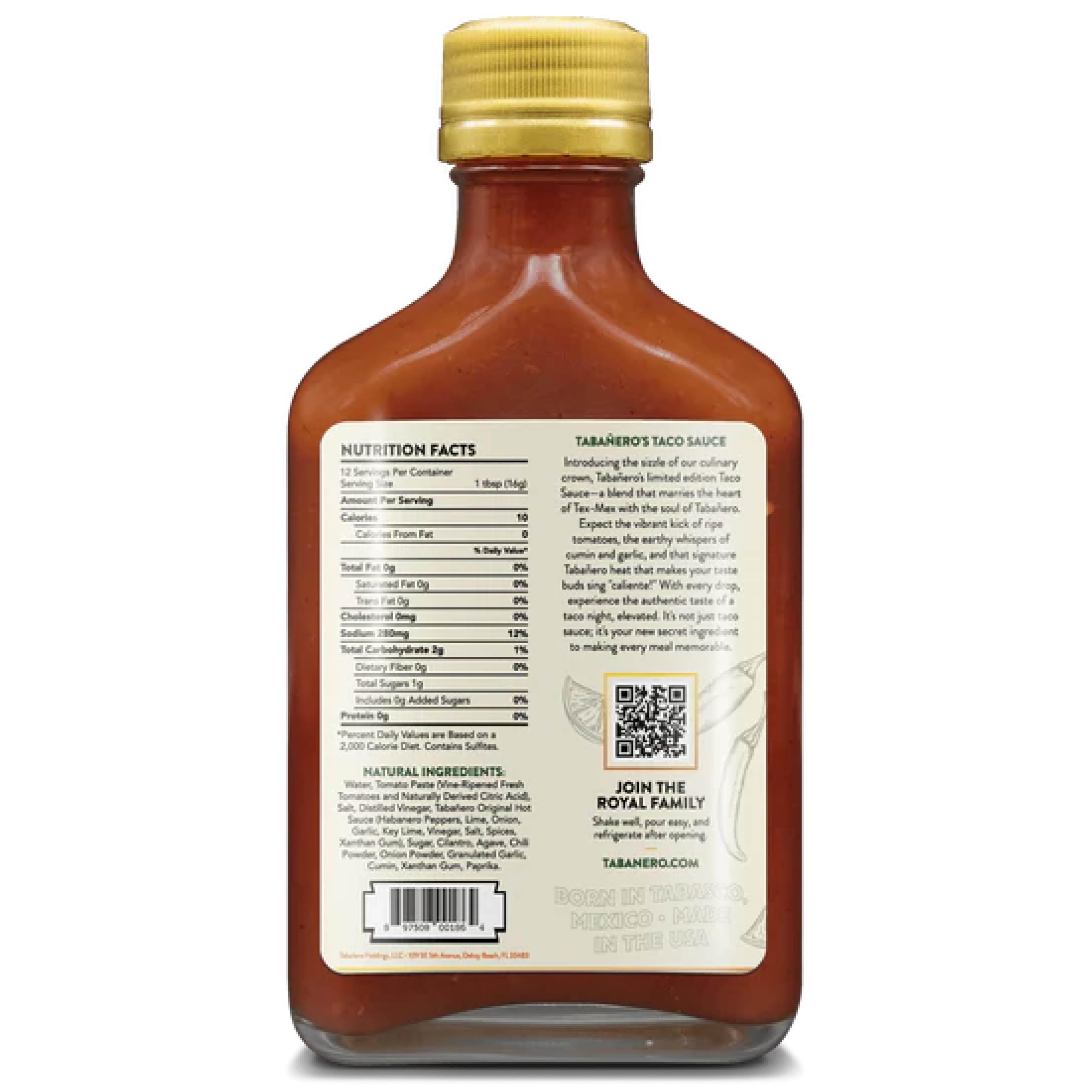 Tabañero Hot Taco Sauce - Authentic Mexican Red Enchilada Sauce for Tacos & Burritos | All Natural, Gluten Free, Vegan, Kosher | Gourmet Food Gift Made in USA (6.7 oz) - Perfect for Spicy Food Lovers, Mexican Cuisine & Home Cooking