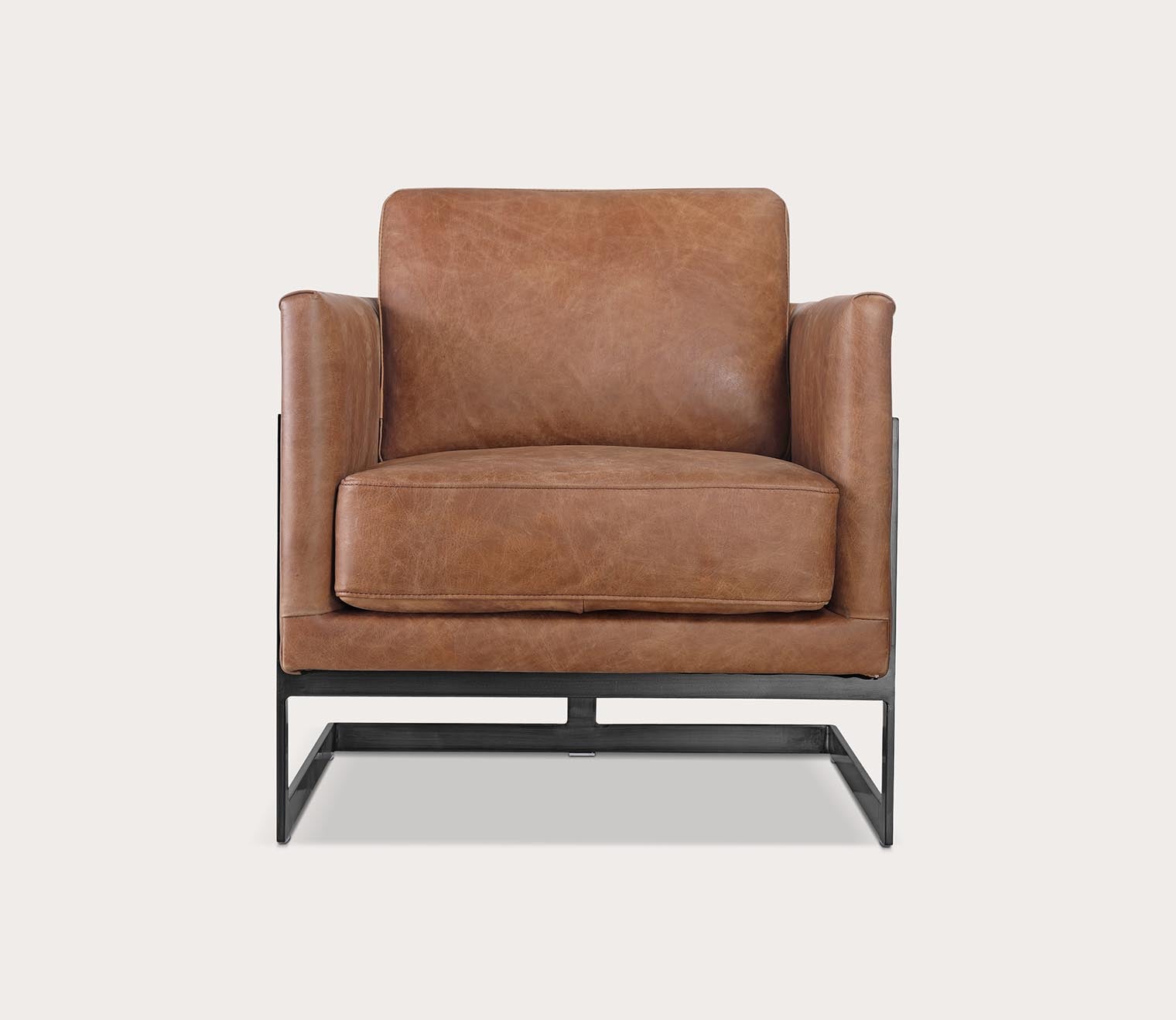Luxury Upholstered Club Chair with Iron Frame - Modern Living Room Furniture for Home Office, Lounge & Reading Nook - Moe's Furniture Collection
