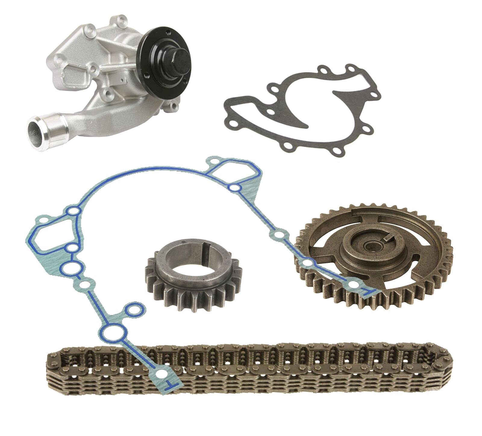 High-Performance Water Pump with Timing Chain & Gears & Gasket Kit - Compatible with Land Rover Discovery V8 Engine - Perfect for Engine Cooling System Repair & Maintenance
