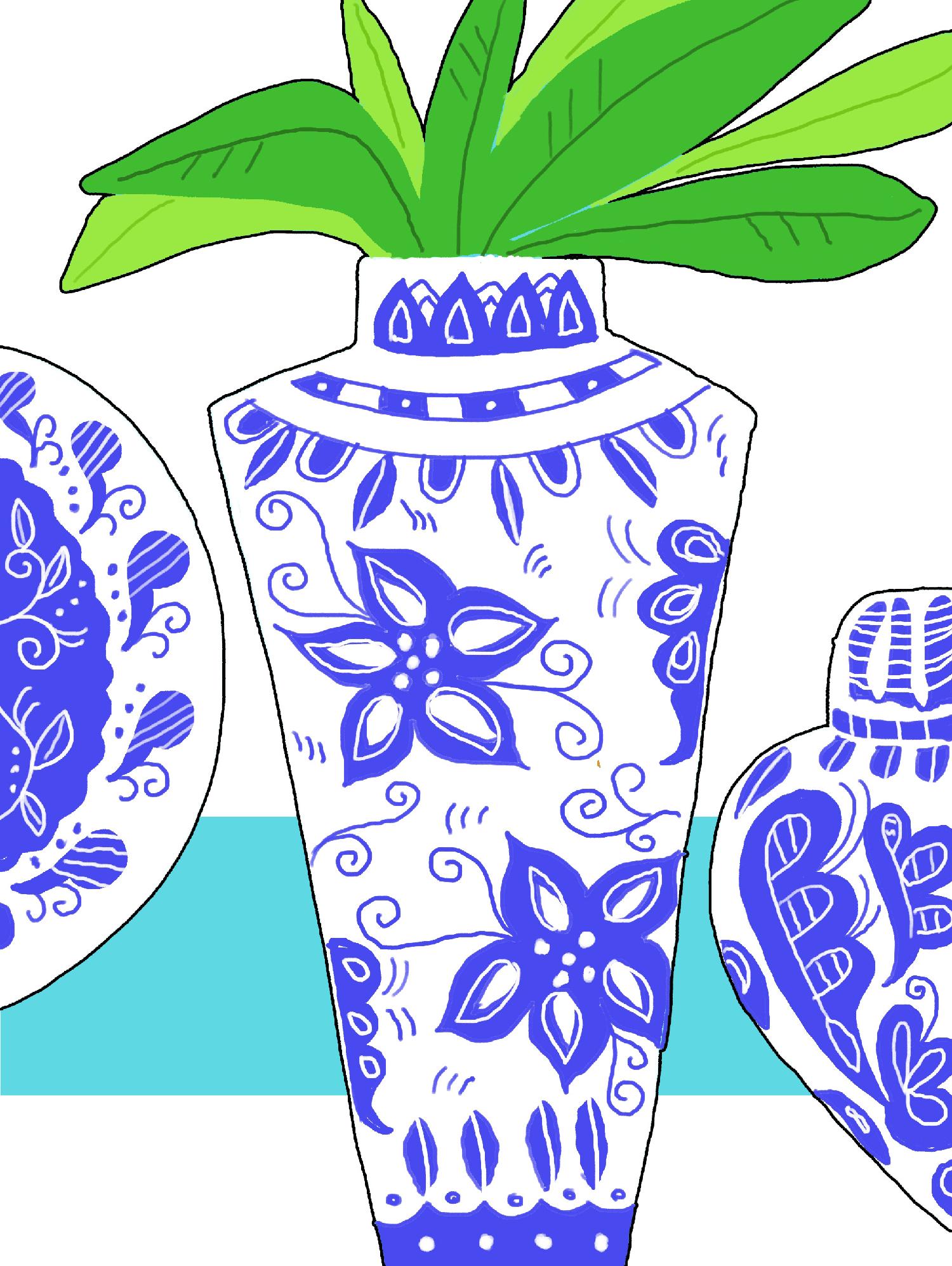 Blue Ceramic Vase - Handmade Decorative Flower Vase for Home & Office Decor - Perfect for Fresh Flowers, Centerpieces, and Wedding Decorations