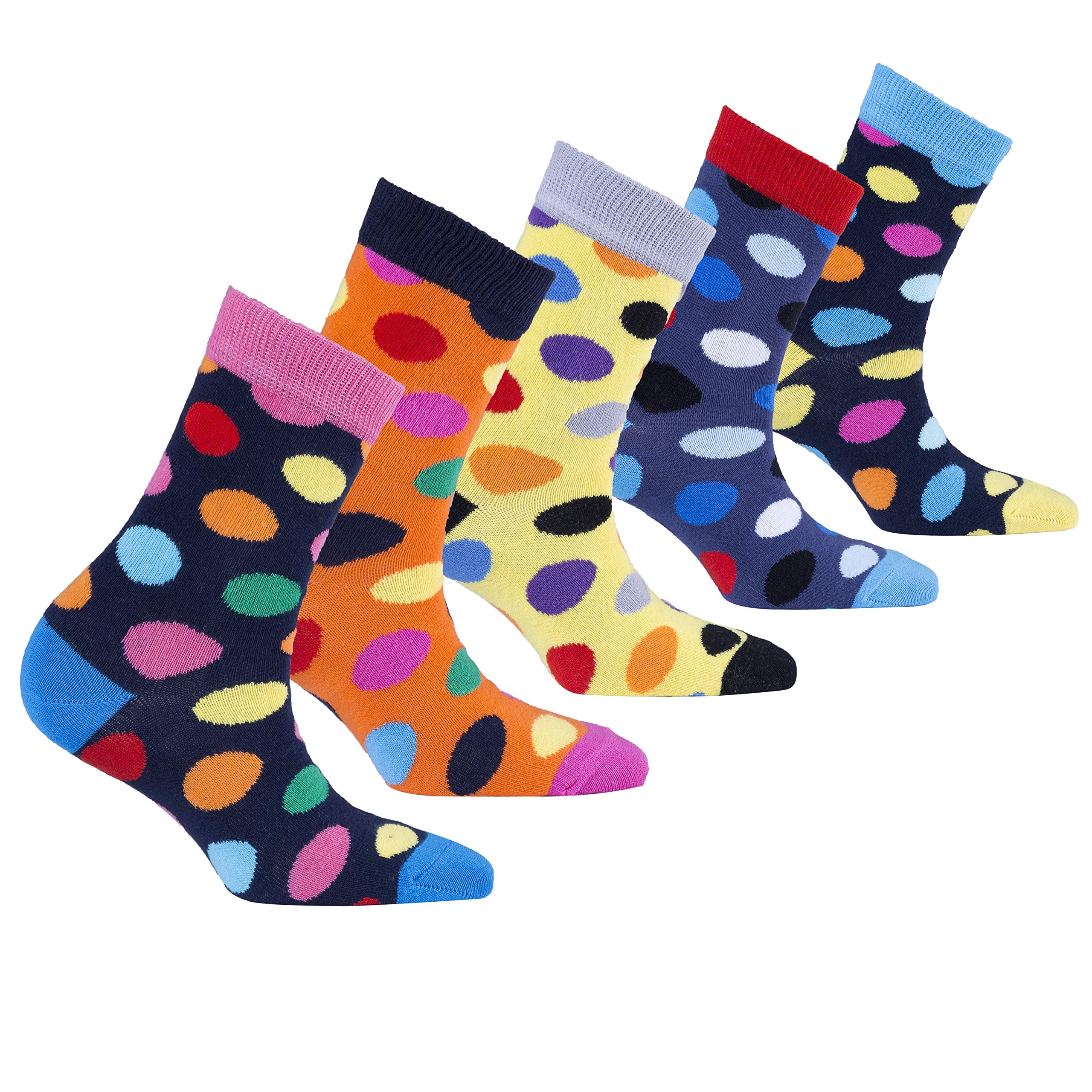Kids 5-Pair Fun Colorful Cotton Crew Socks Gift Set - Soft Comfortable Dress Socks for School, Party & Everyday Wear