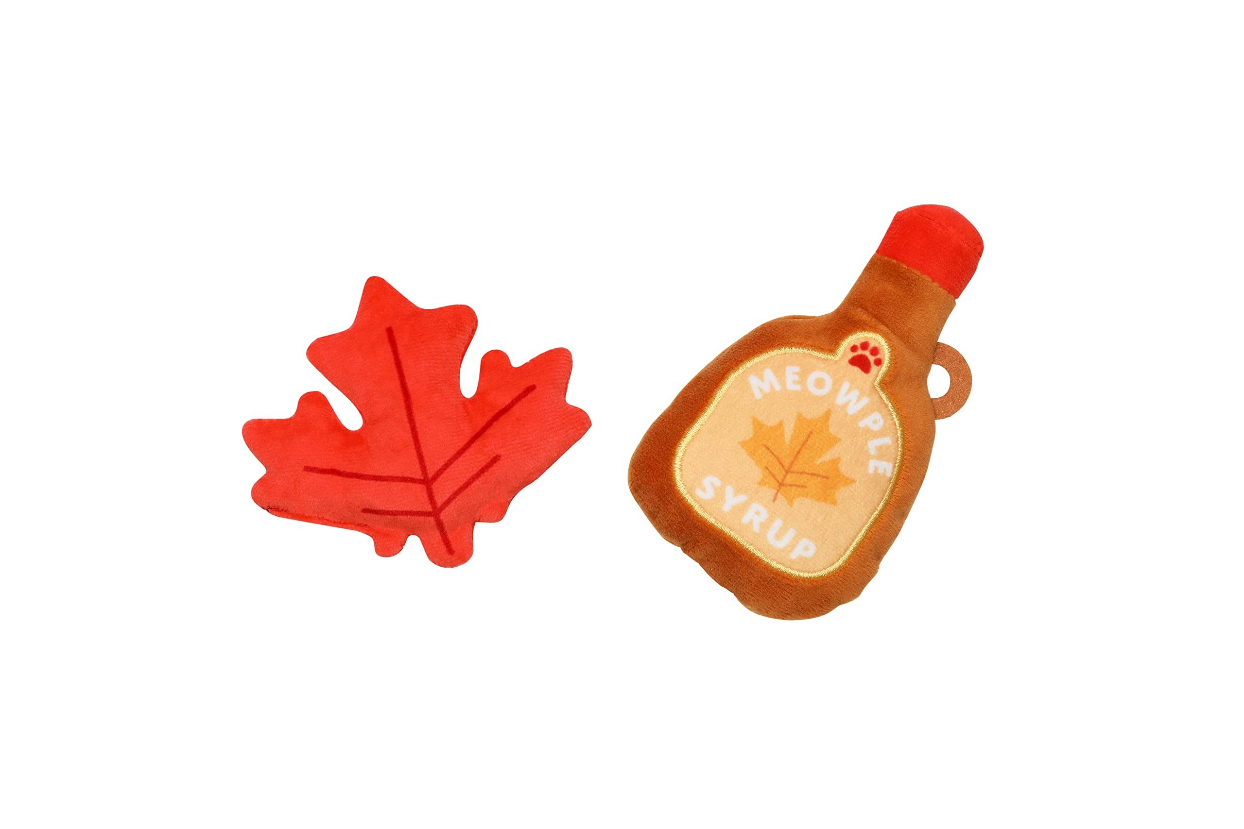 Pearhead Maple Leaf Cat Toys - Crinkle & Catnip Thanksgiving Pet Toys for Play & Exercise - Set of 2 - Perfect for Holiday Playtime & Interactive Chase Games with Your Feline Friend