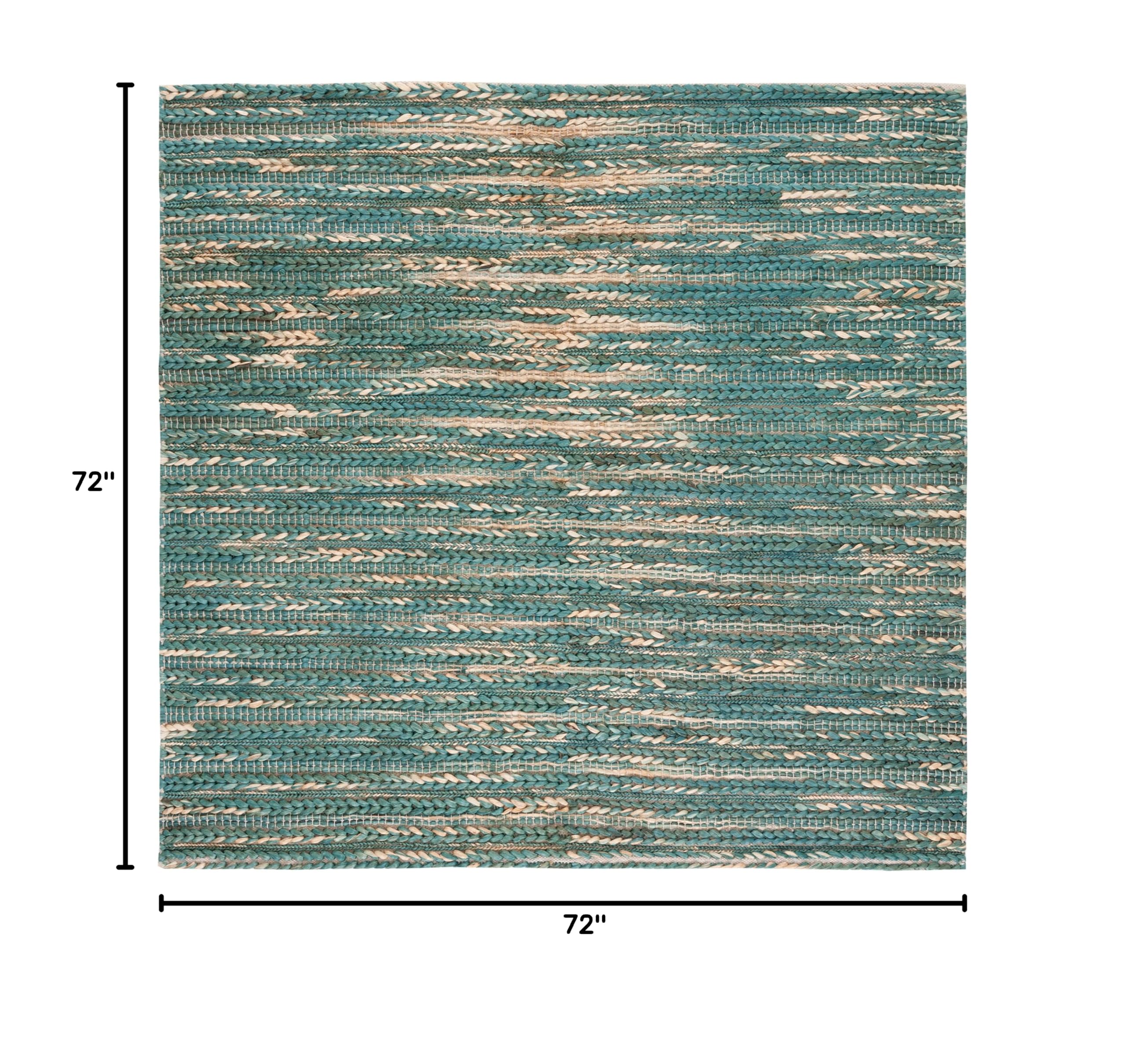SAFAVIEH Handmade Jute Area Rug 6' x 6' Square - Dark Green & Natural Flatweave - Contemporary Farmhouse & Boho Style - Natural Fiber Collection NF376Y - Perfect for Living Room, Dining Room, Bedroom & Home Decor