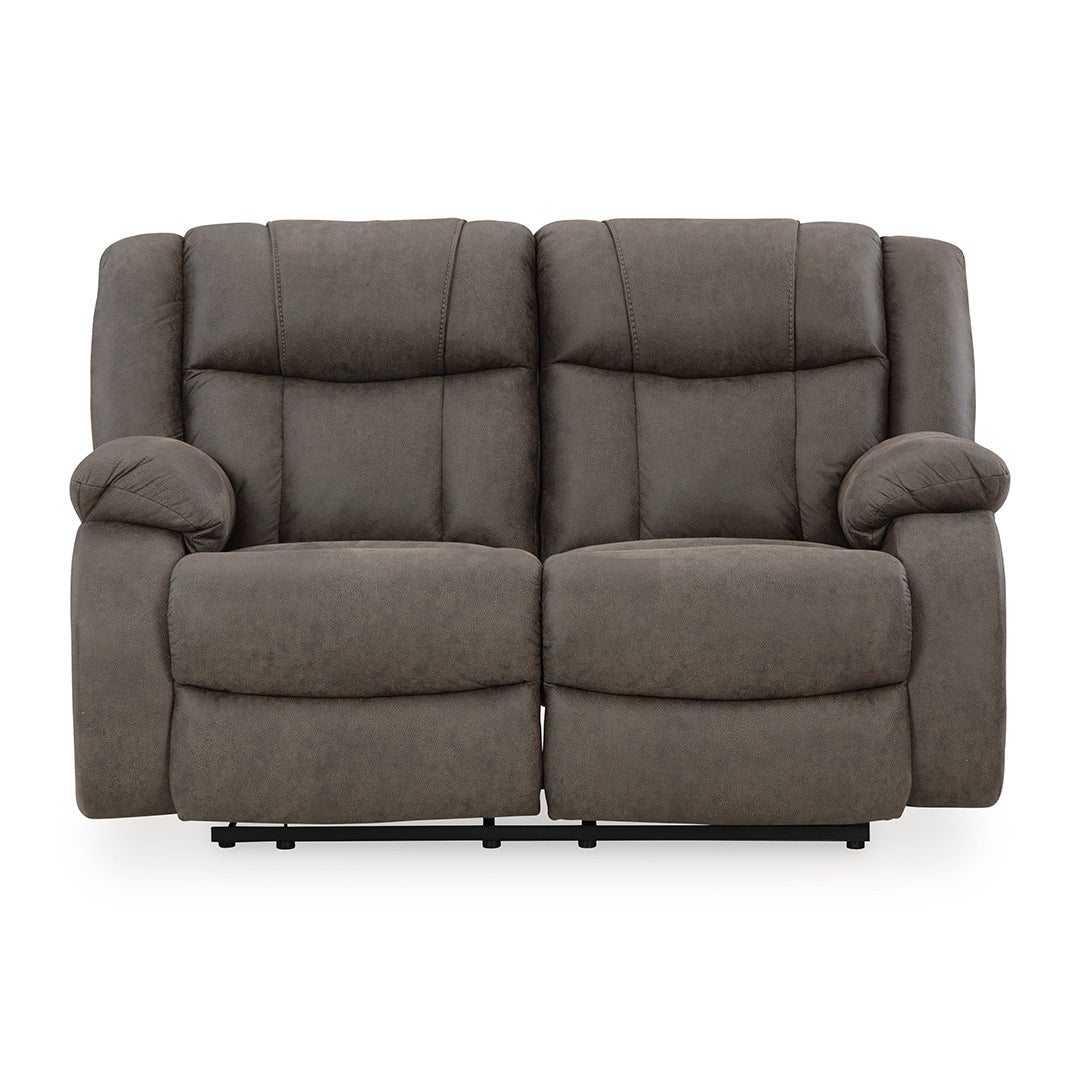 First Base Reclining Loveseat - Modern Two-Seater Recliner Sofa with Adjustable Backrest, Cup Holders & USB Charging Ports | Perfect for Living Rooms, Home Theaters & Small Spaces