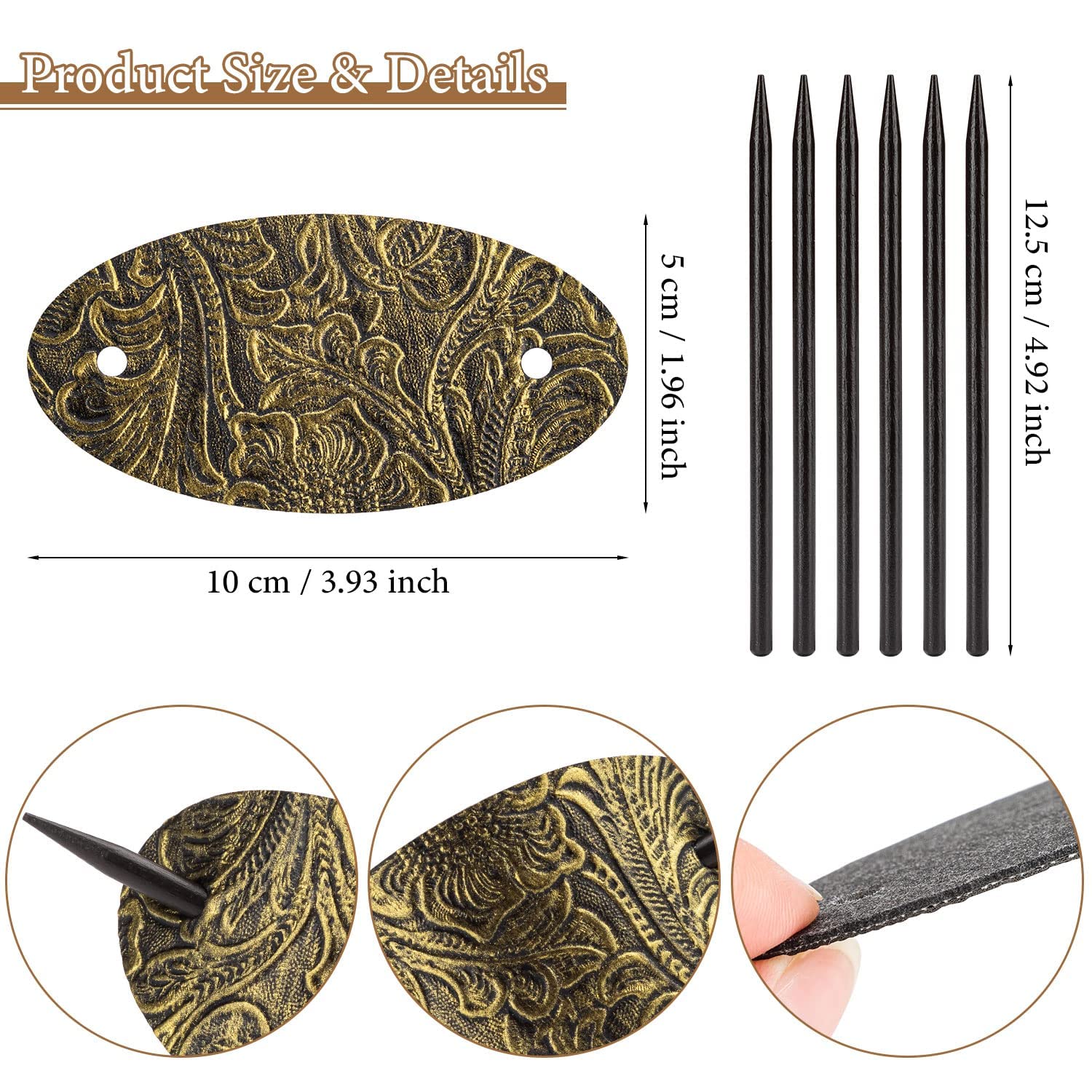Noverlife 6PCS Bohemian Style Hair Barrettes with Wooden Stick - Faux Leather Oval Hair Clips, Ponytail Holders & Slider Pins for Women & Girls | Perfect for Weddings, Parties & Everyday Styling