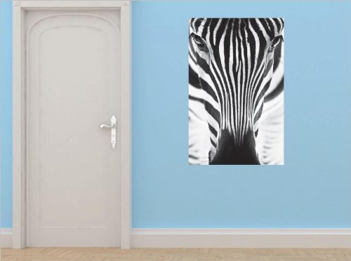 Zebra Print Vinyl Wall Decal Sticker - Animal Face Peel & Stick Mural Art for Bedroom, Bathroom & Living Room - 12x24 Inches, 22 Color Options - Perfect for Kids Room Decor, Nursery, Dorm & Home Office Wall Art