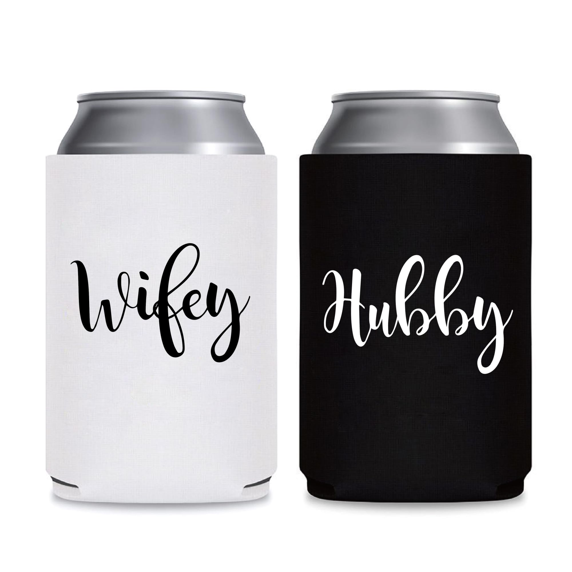 Wedding Can Coolers for Couples - Hubby & Wifey Honeymoon Essentials, Engagement Gifts - Perfect for Beach Parties, Bridal Showers & Anniversary Celebrations (HW-SKY)