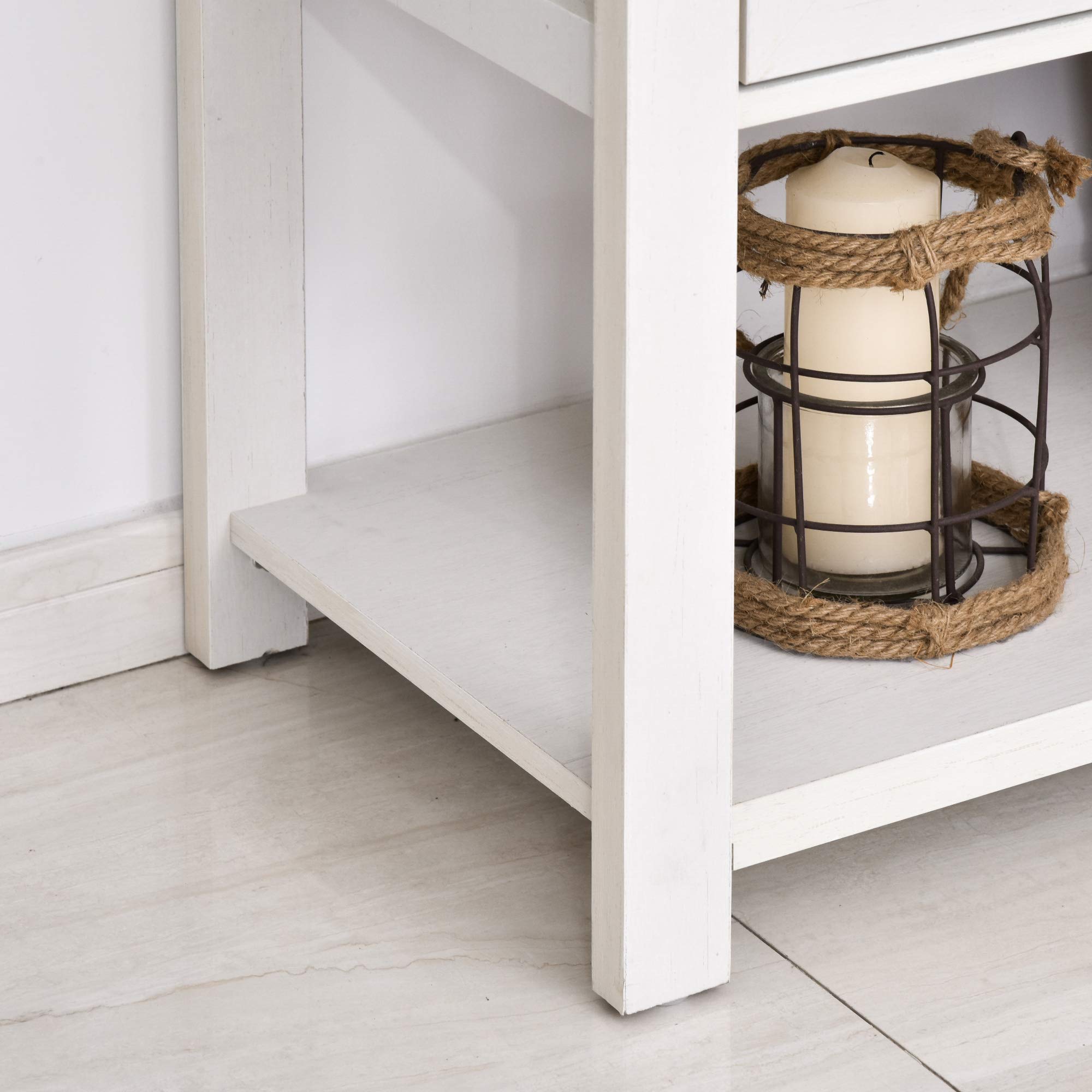 HOMCOM White Farmhouse Double Door Coffee Bar Cabinet - Sideboard Buffet with Bottom Shelf for Kitchen, Entryway & Living Room | Perfect for Coffee Station, Dining Storage & Home Organization