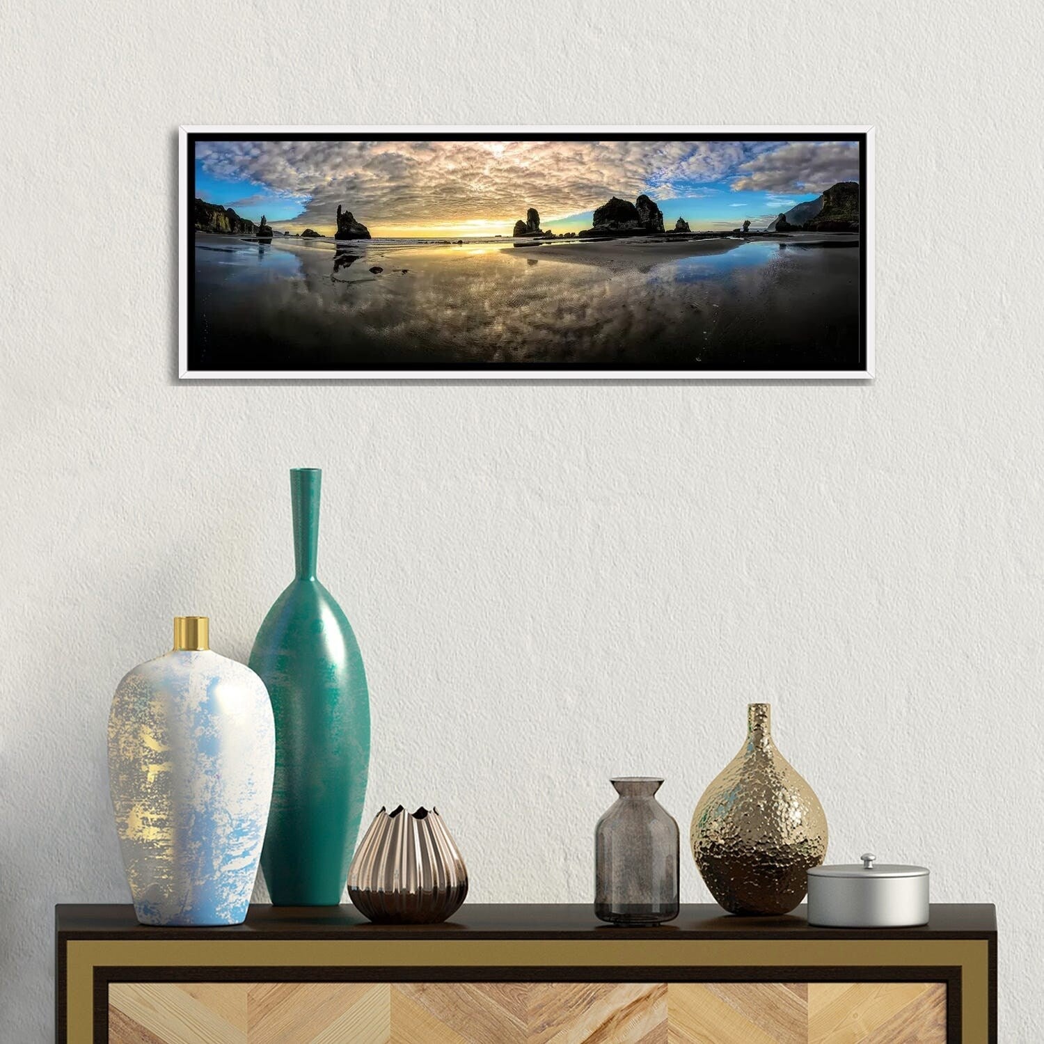 Before Sunset Motukiekie Beach West Coast New Zealand Landscape Art Print - Framed Wall Decor for Living Room, Bedroom & Office