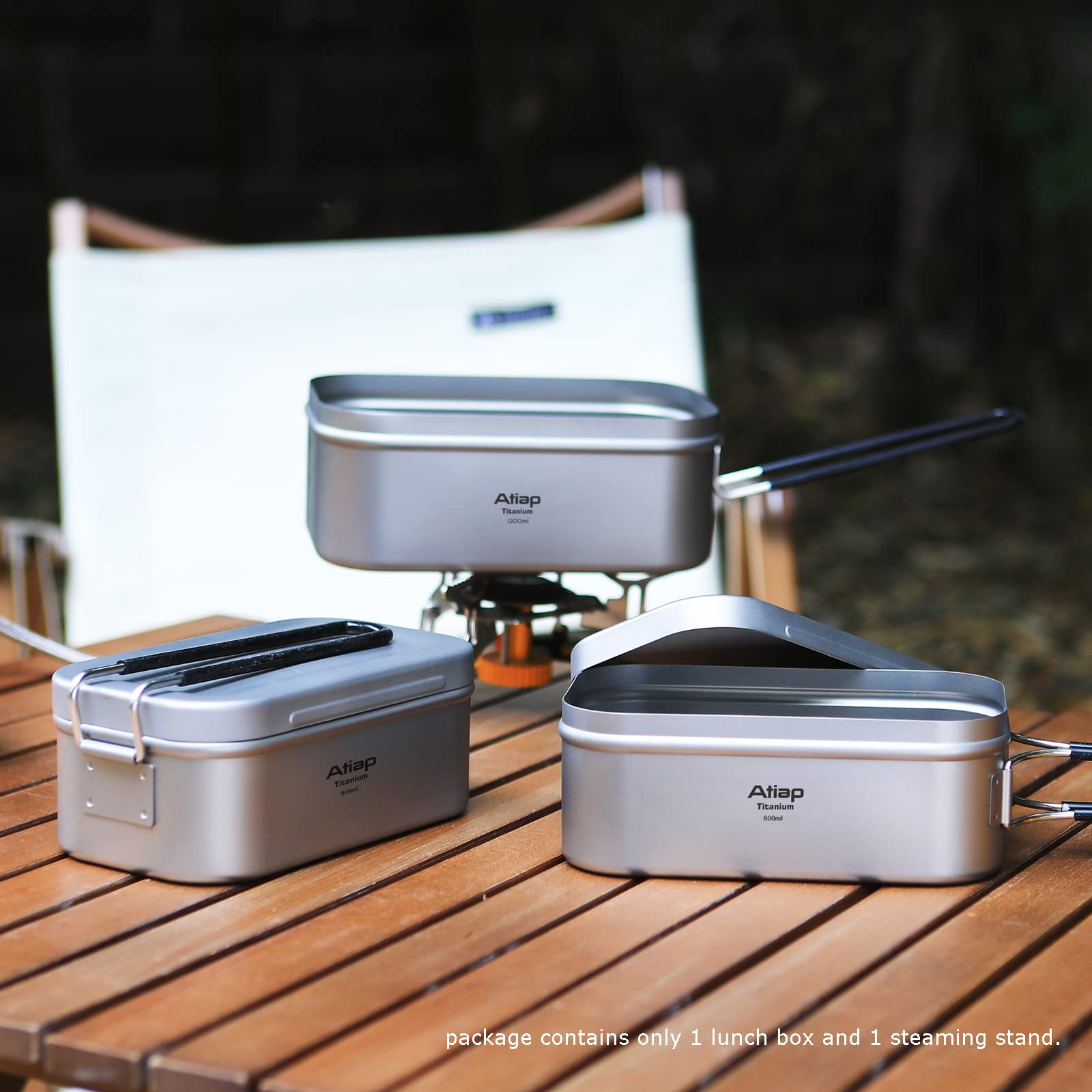 Premium Titanium Bento Lunch Box Set - 1200ML & 800ML Leak-Proof Mess Kit with Lid, Handle & Carry Bag - Lightweight Camping Cookware for Outdoor Adventures, Hiking, Picnics & Daily Office Lunch Storage