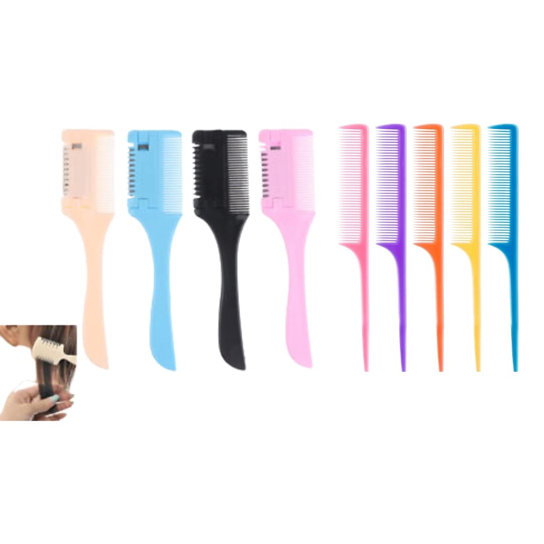 Doberyl Razor Comb for Hair Thinning & Trimming - Professional Hairdressing Scissors Comb with Stainless Steel Blade (2-Pack) - Perfect for Barbers, Stylists & DIY Haircuts at Home