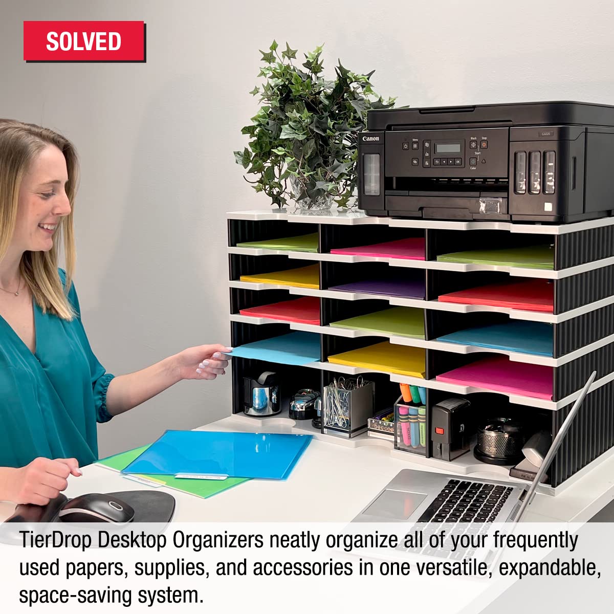 Ultimate 12-Tier Desktop Organizer with Letter Tray Sorter & Storage Base - Office Desk Accessories for Files, Supplies & Documents | Perfect for Home Office, Workstation & School Organization