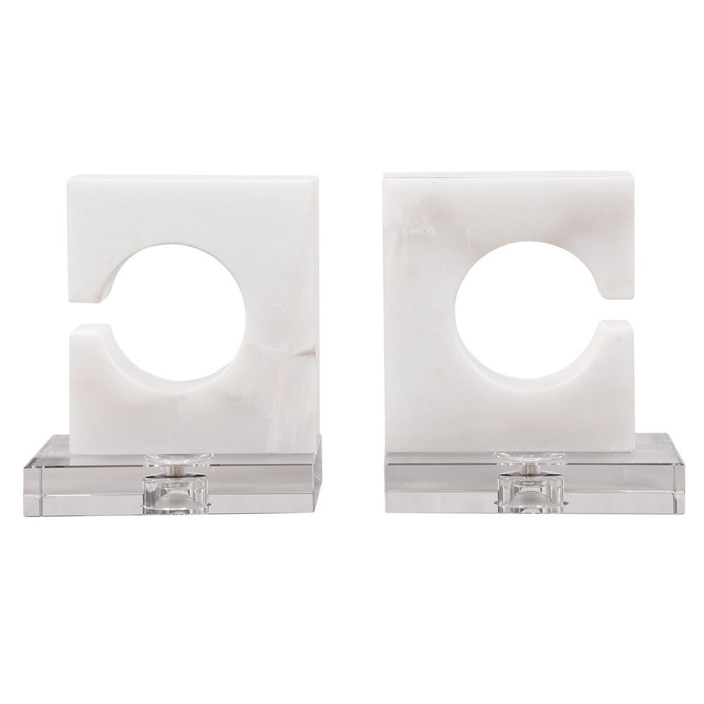 Elegant Marble Bookends Set of 2 - Heavy Duty Book Holder for Home Office, Library & Shelf Organization - Perfect for Books, Albums & Decorative Display
