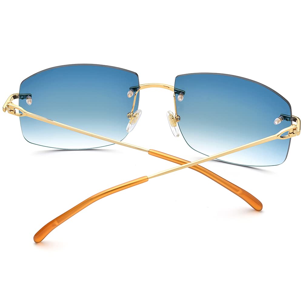 UV400 Oversized Rimless Rectangle Sunglasses for Men - Nylon Lens, Polarized, Lightweight & Stylish - Perfect for Driving, Outdoor Sports & Beach Activities