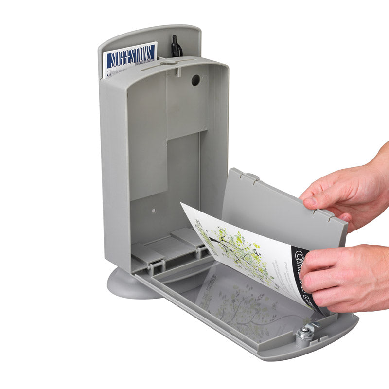Customizable Plastic Locking Suggestion Box - Secure & Durable Gray Feedback Collection Box for Offices, Schools & Public Spaces