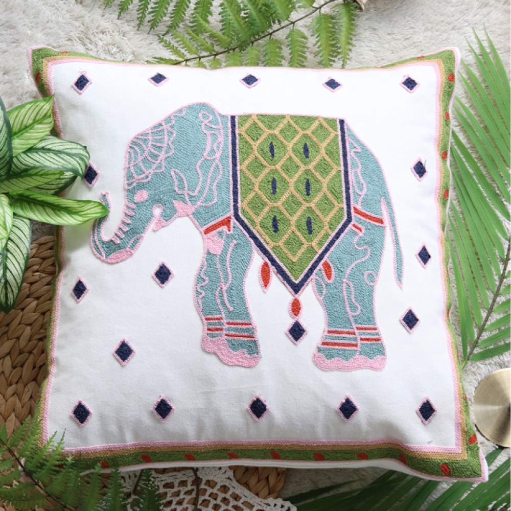 Embroidered Flower Pillow Cover 18x18 Inches - Boho Geometric Sofa Cushion for Living Room, Bedroom Decor - Soft Cotton Throw Pillow Case with Floral Design (A-45×45cm) - Perfect for Home Styling, Cozy Seating & Gift Giving