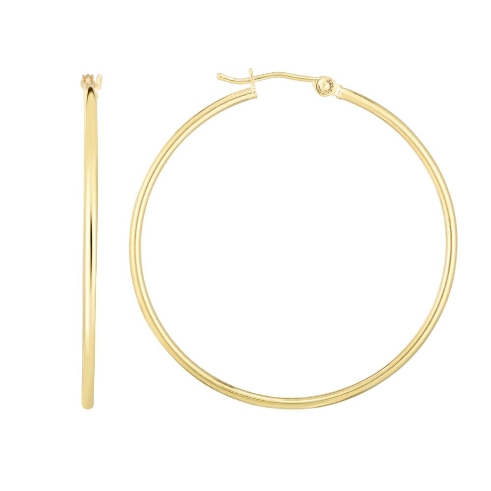 14K Gold Hoop Earrings 1.5x40mm - Dainty Everyday Hoops for Women, Perfect for Work, Date Night & Special Occasions