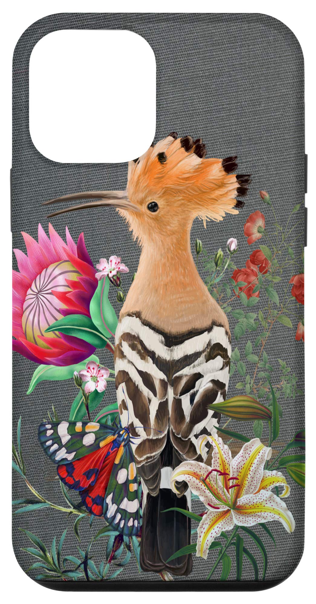 iPhone 12 Mini Phone Case - Floral Butterfly & Hoopoe Bird Design, Slim Protective Cover for iPhone 12 Mini - Perfect for Nature Lovers, Outdoor Adventures & Everyday Use