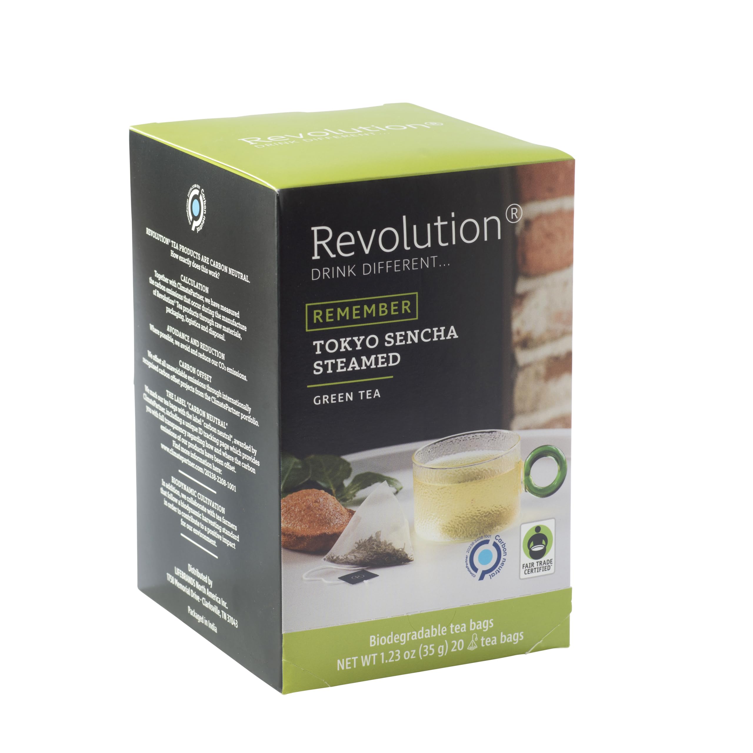 Premium Sencha Green Tea Bags - Full Leaf Tokyo Steamed Green Tea - 20 Biodegradable Infuser Tea Bags by REVOLUTION TEA® - Perfect for Morning Energy, Afternoon Relaxation & Healthy Lifestyle