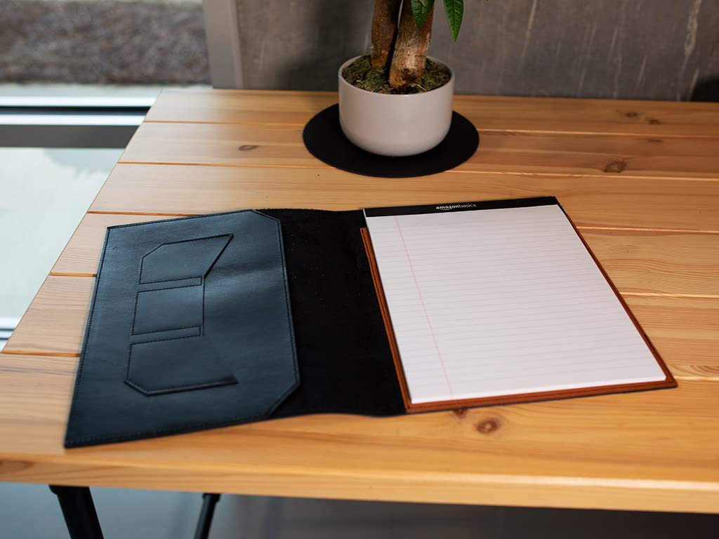 Premium Leather Notepad Holder - Legal Pad & Notebook Organizer - Crazy Horse Leather Padfolio for Business Professionals - Made in USA (Greenish) - Perfect Office Gift & Executive Accessory for Meetings & Presentations