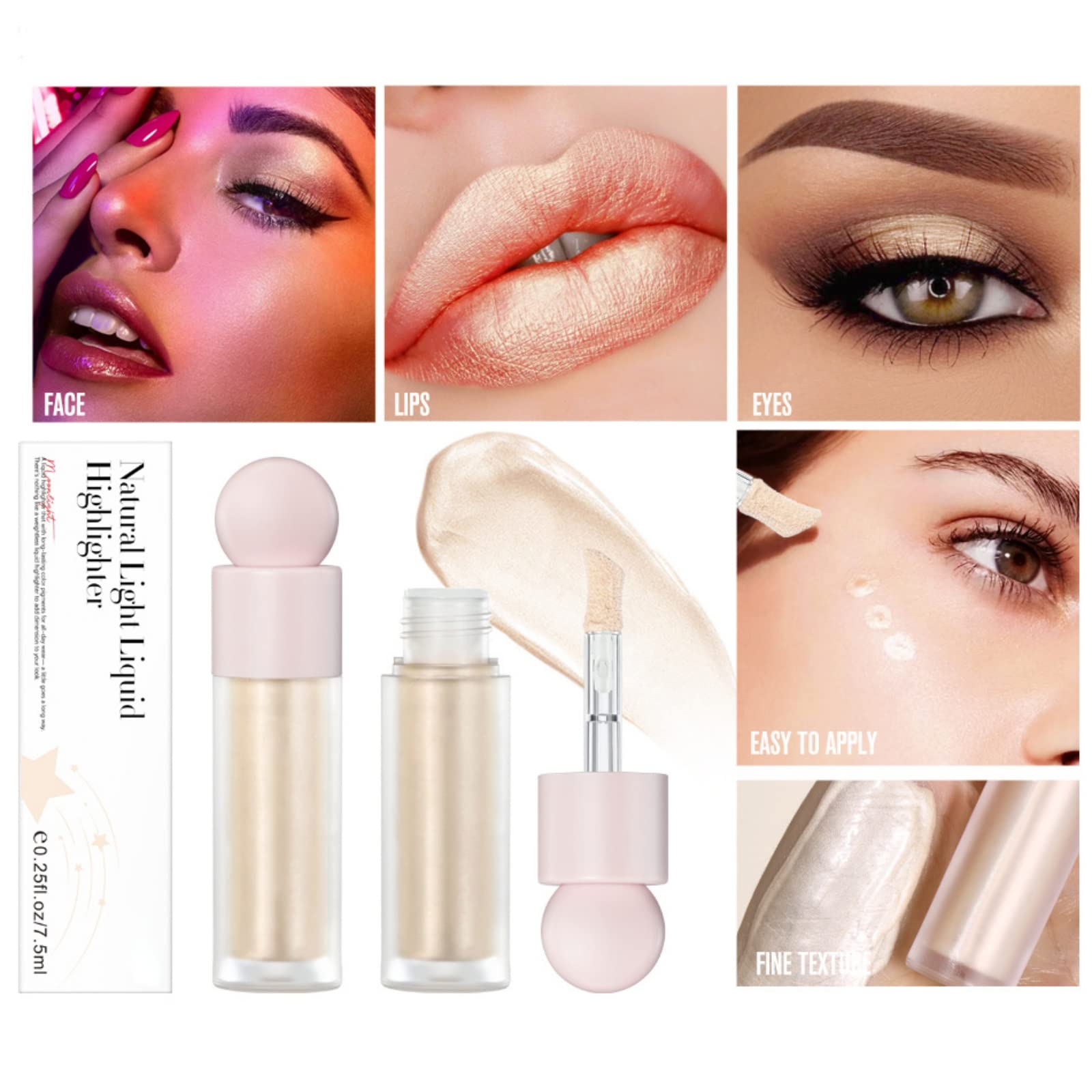 Liquid Highlighter Makeup Stick - Waterproof Face Illuminator & Glitter Highlighter for Long Lasting Glow | Perfect for Contouring, Highlighting & Night Out Makeup