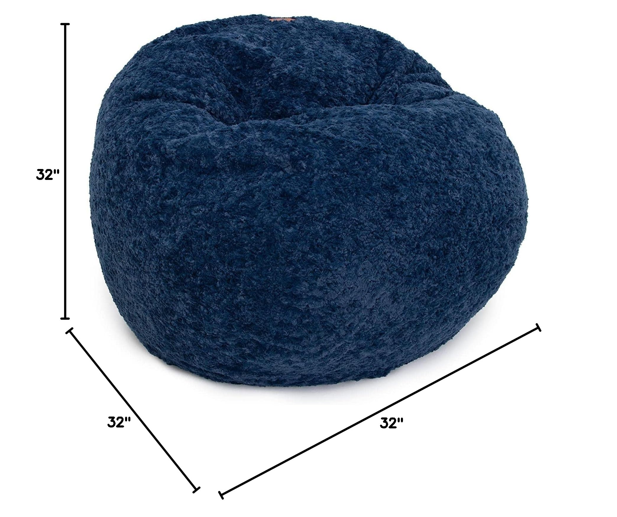 CordaRoy's Convertible Faux Fur Bean Bag Chair - Foldable from Bean Bag to Lounger, Navy Blue Youth Size (As Seen on Shark Tank) - Perfect for Kids' Rooms, Dorm Decor, and Cozy Lounge Spaces