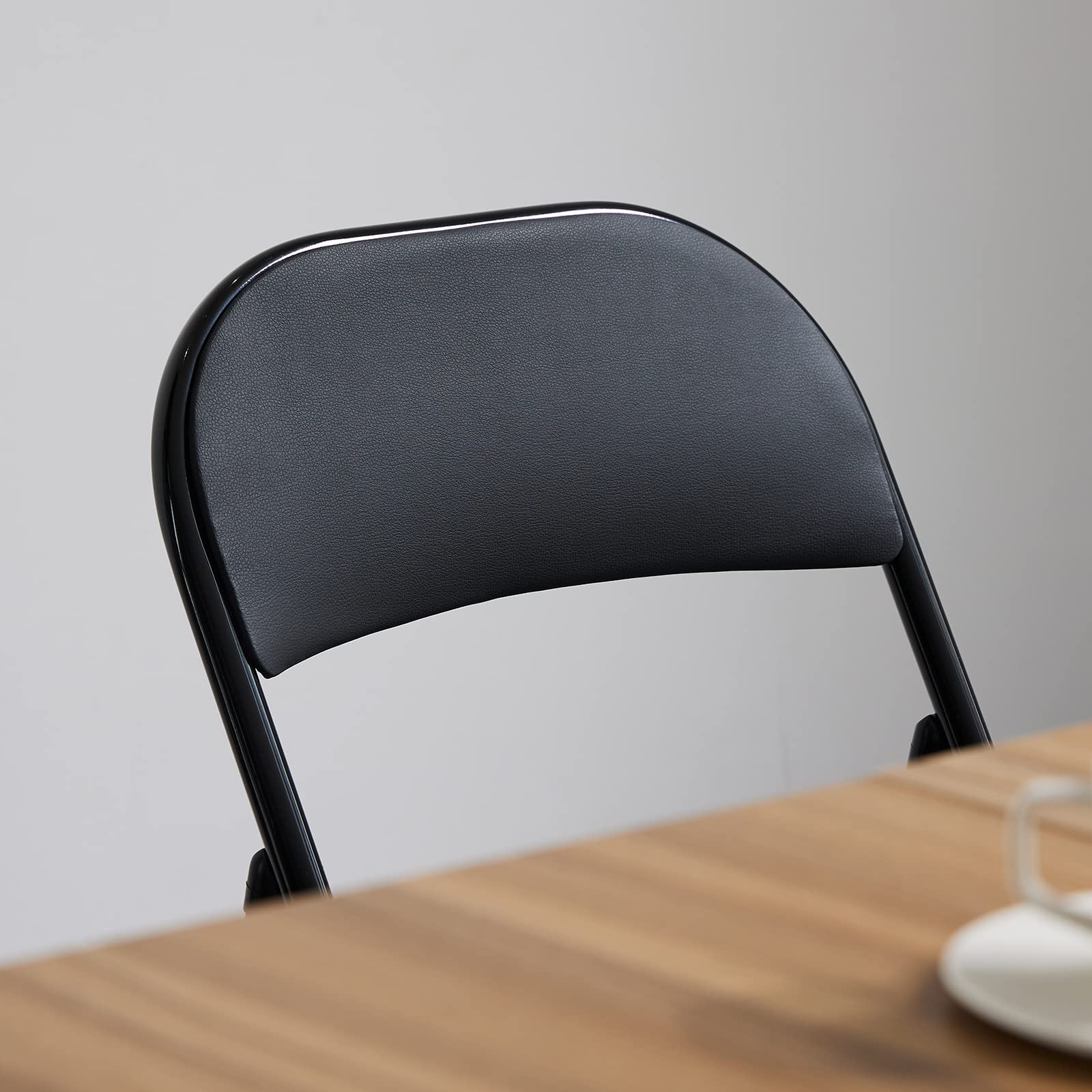 6 Pack Black Folding Chairs with Padded Seat & Back - Heavy Duty Steel Frame Stackable Chairs for Outdoor/Indoor Use - 330lbs Capacity - Perfect for Weddings, Parties, Offices, Events & Commercial Spaces
