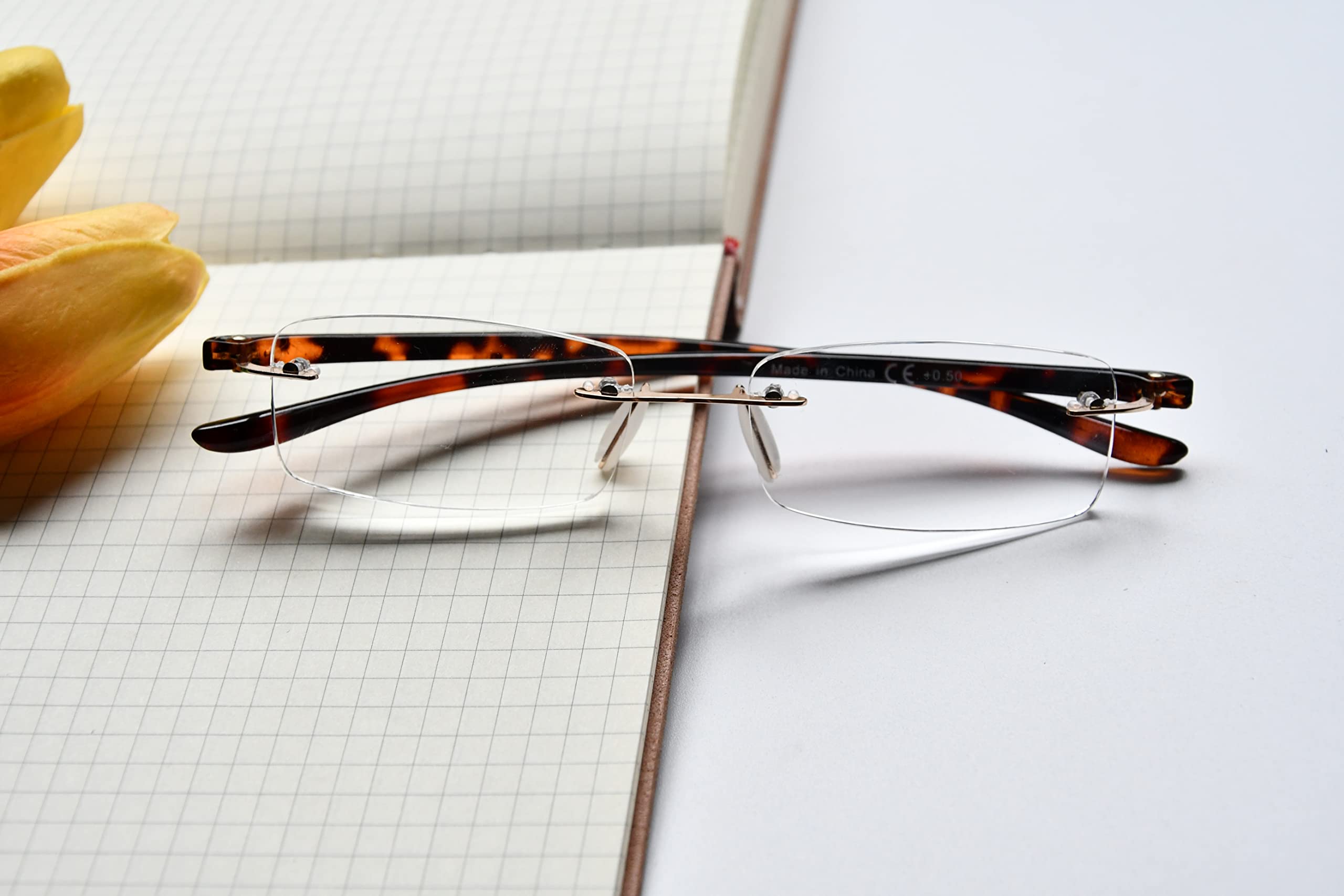 Eyekepper Rimless Reading Glasses for Men & Women - Small Lens Lightweight Readers for Computer Work, Reading Books & Close-Up Tasks