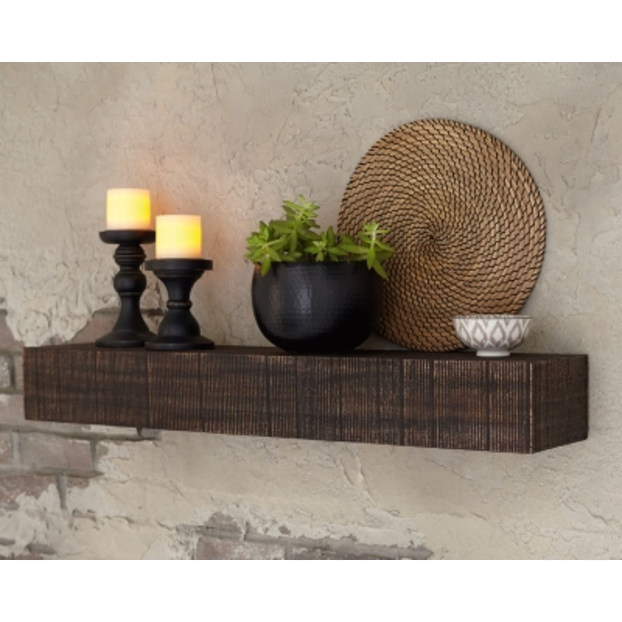 Cadmon Floating Wall Shelf - 38 x 5 Inches, Rustic Wood Wall Mounted Shelves for Living Room, Bedroom, Bathroom - Perfect for Home Decor, Books, Plants & Picture Frames