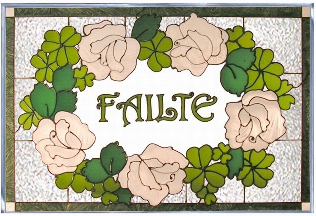Authentic Irish Welcome Art Glass Suncatcher - Handcrafted Stained Glass Window Decor for Home, Gift & Wedding - Perfect for St. Patrick's Day, Housewarming & Irish-Themed Decor