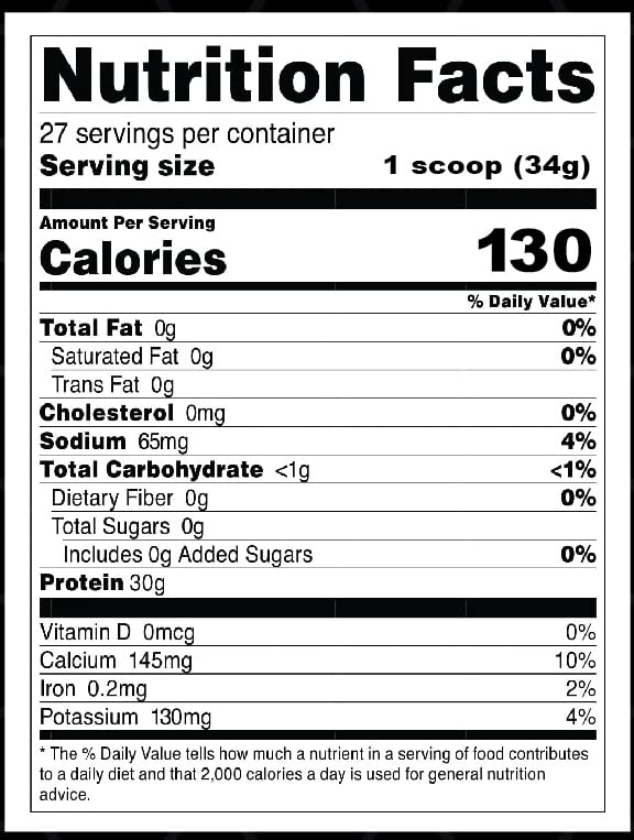 Unflavored Whey Protein Isolate Powder - 30G Protein per Serving, 2 LB (907G) - Ideal for Post-Workout Recovery, Muscle Building & Weight Management
