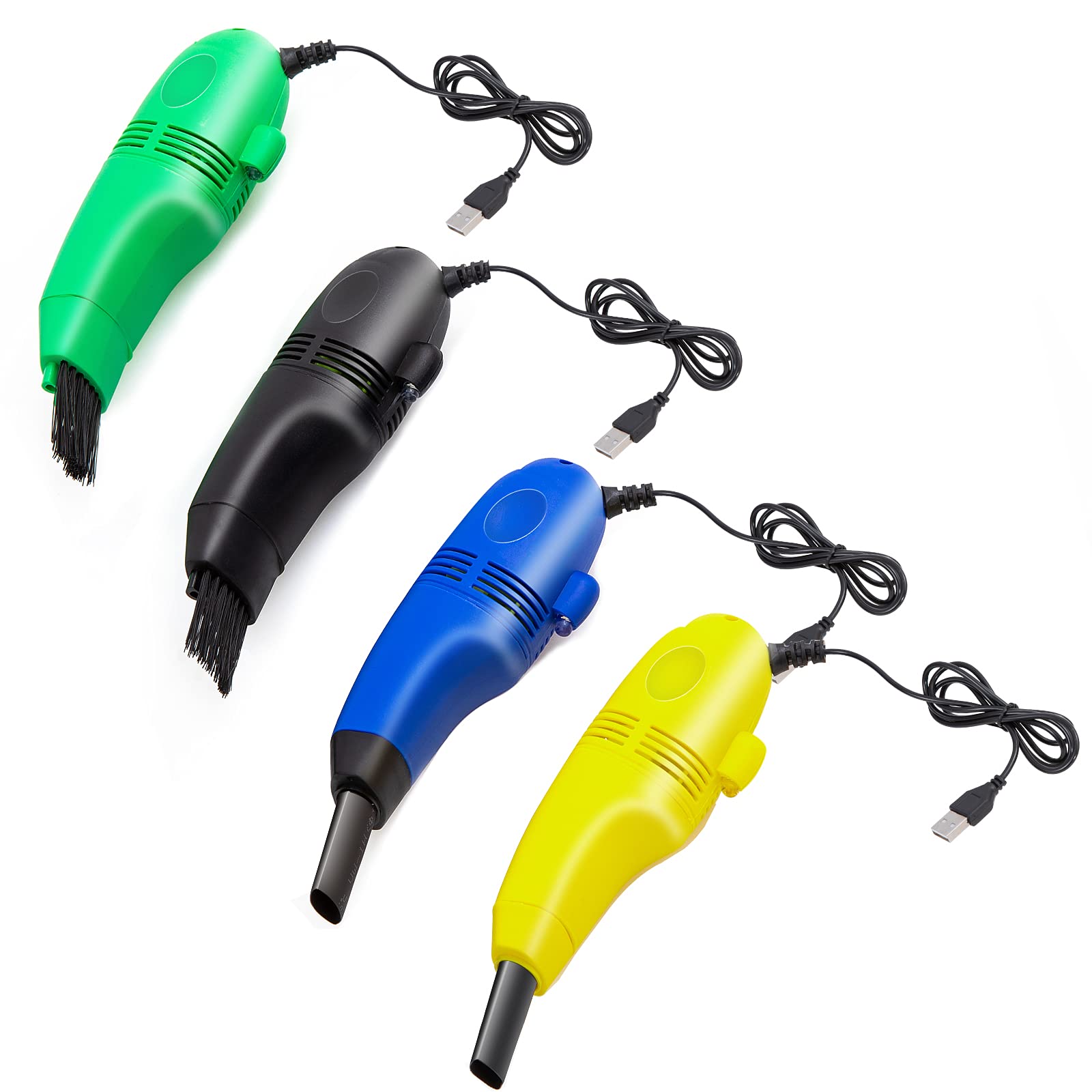 4 Pack Mini USB Vacuum Cleaner - Portable Keyboard & Computer Cleaner with USB Cord, Brush & Nozzle Head - Perfect for Car, Home & Office Use - Ideal for Cleaning Laptops, Keyboards, Cars & Small Spaces (Random Colors)