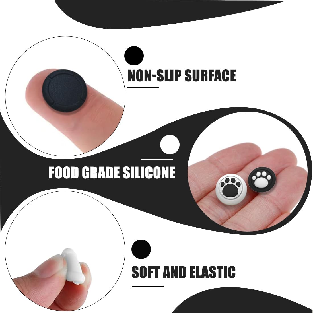 16 Pcs Replacement Joystick Caps for Nintendo Switch - Anti-Slip Silicone Thumb Grip Covers with Cat Claw Design - Perfect for Gaming, Travel & Protecting Your Switch Controllers