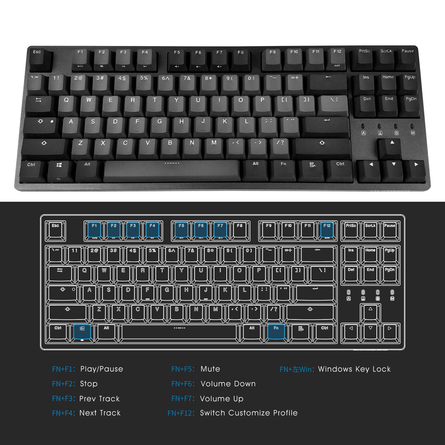 DURGOD 87-Key Gaming Mechanical Keyboard with Cherry MX Silent Red Switches - Quiet Linear Switches, Anti-Ghosting, USB-C/USB-A Connectivity - Includes Free Dust Cover (Space Grey, ANSI/US Layout) - Perfect for PC Gaming, Office Work, and Professional Typing