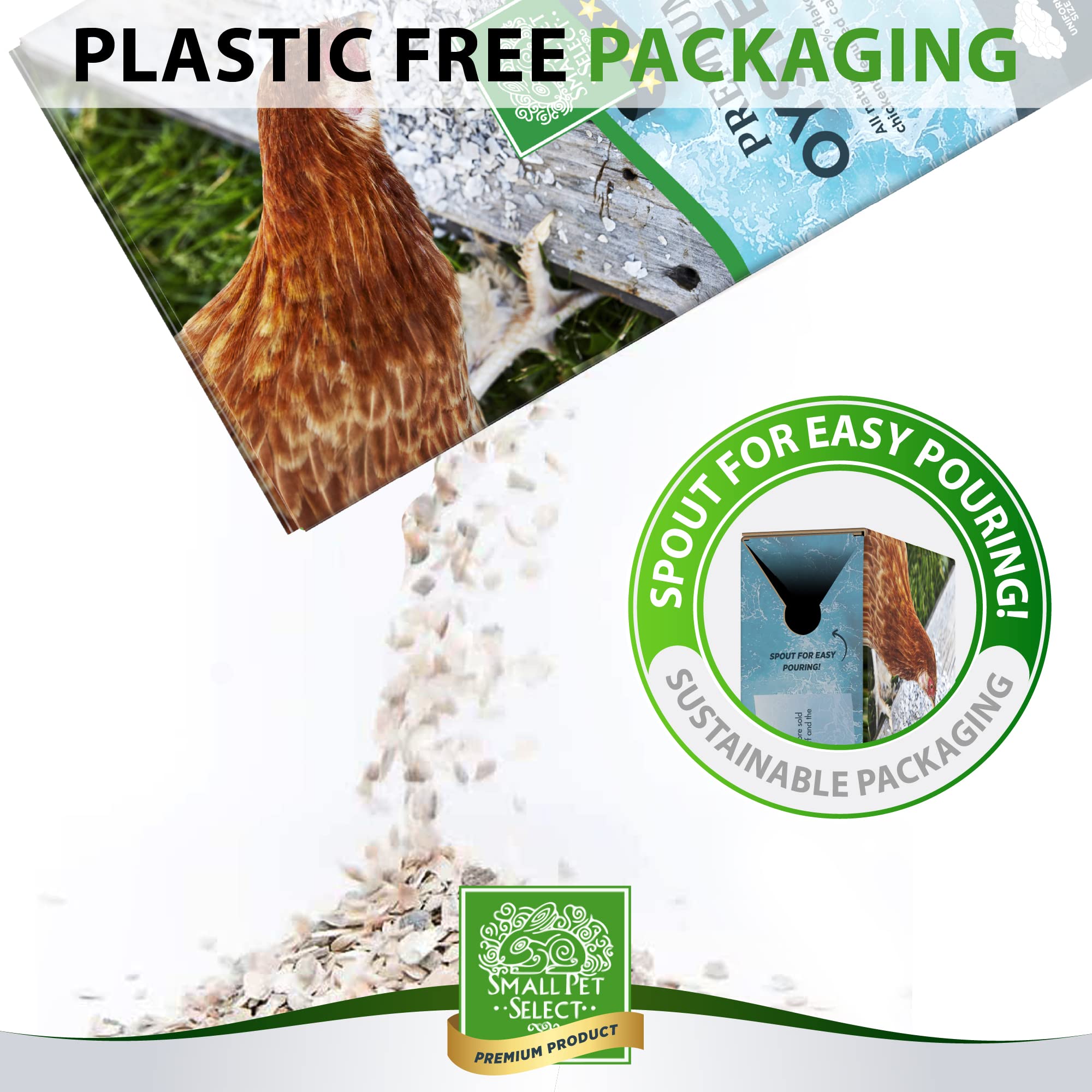 Small Pet Select 100% Flaked Oyster Shell - Calcium Supplement for Chickens & Ducks (5lb) - Poultry Health Boost