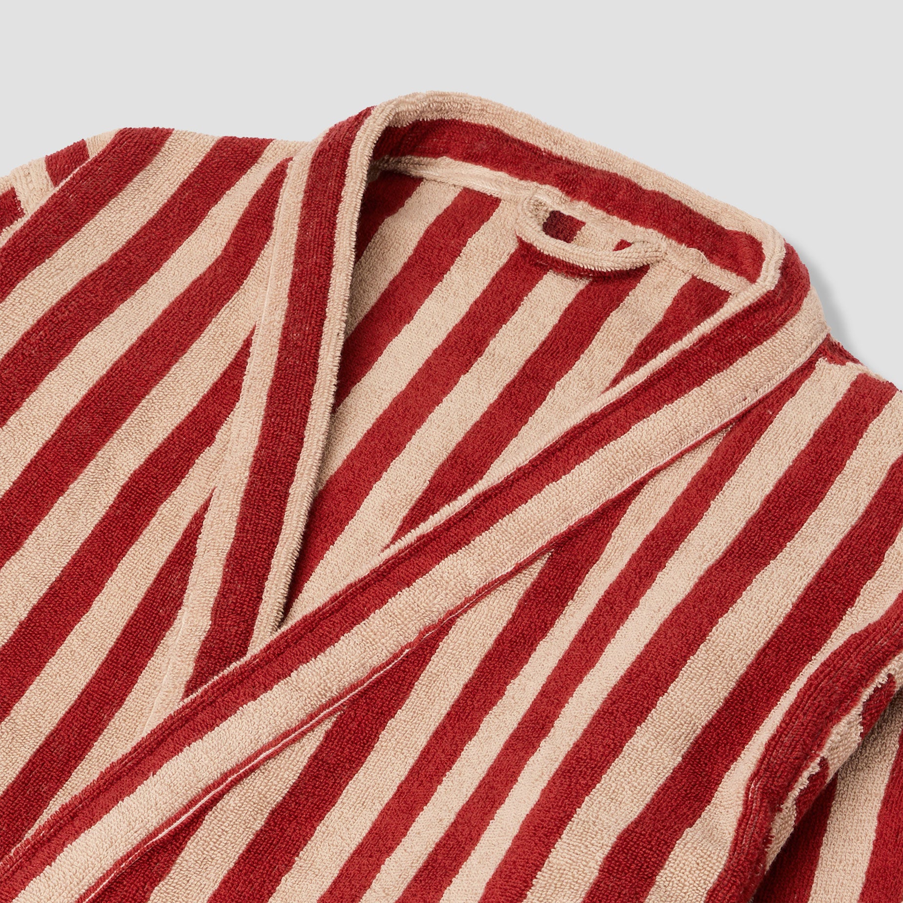Sandstone Red Pembroke Stripe Cotton Robe for Women - Soft & Comfortable Bathrobe with Pockets - Perfect for Spa, Lounge & Relaxation at Home