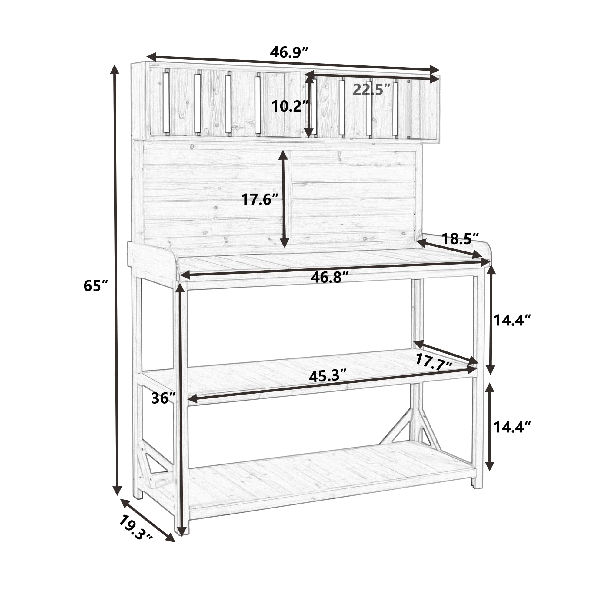 Rustic Farmhouse Outdoor Potting Bench - 65