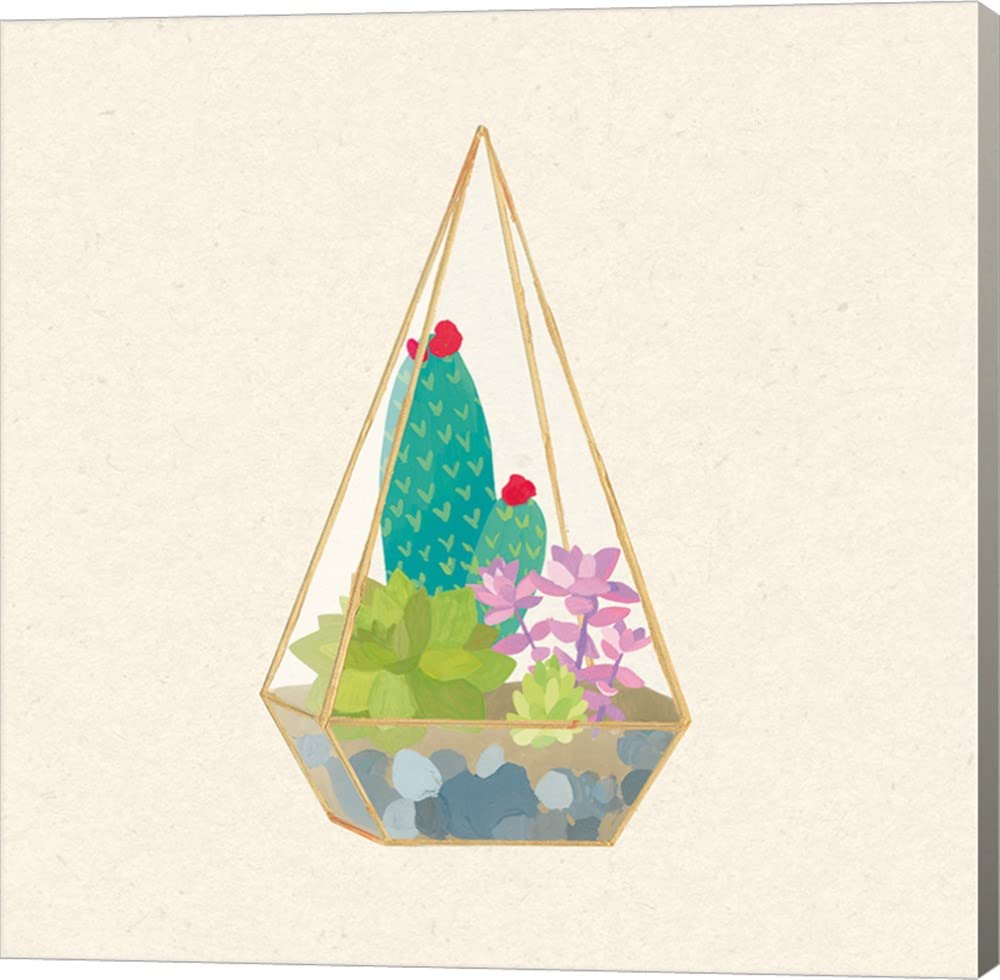 Wild Apple Portfolio Succulent Terrarium II Canvas Wall Art - 16x16 Inches Gallery Wrap, Home & Office Decor, Perfect for Living Room, Bedroom, or Gift