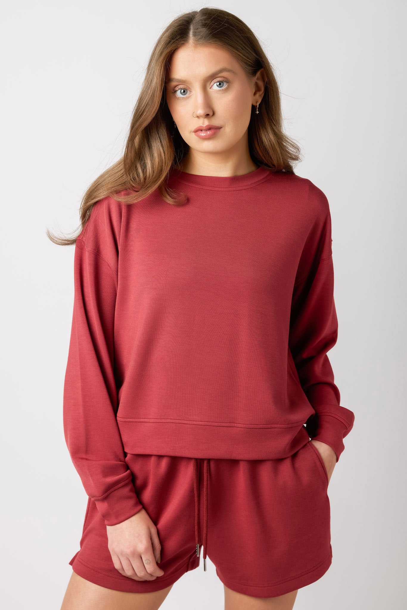 Soft Modal Crewneck Sweatshirt for Women - Breathable & Comfortable Casual Pullover - Perfect for Lounge, Yoga, and Everyday Wear