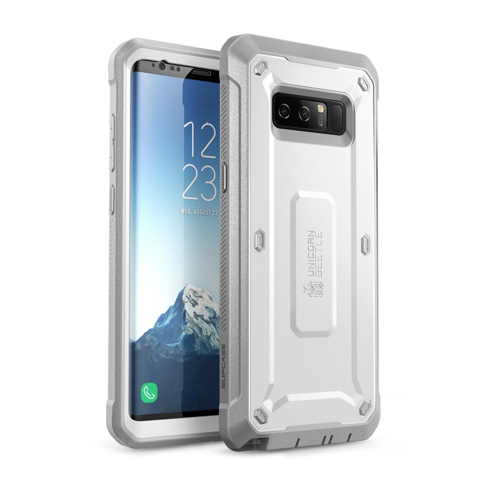Samsung Galaxy Note 8 Unicorn Beetle Pro Full-Body Rugged Holster Case - Shockproof Protective Cover with Built-in Screen Protector - Perfect for Outdoor, Construction & Extreme Sports Use (White)