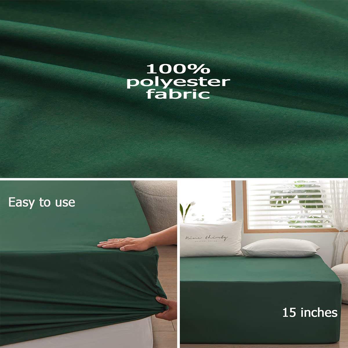 Queen Size Deep Pocket Fitted Sheet - Soft Microfiber Bedding for 15