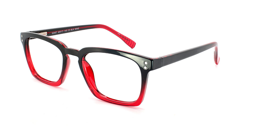 Stylish Black and Red Rectangle Reading Glasses S2857 - Lightweight & Durable Eyewear for Reading, Office, and Daily Use