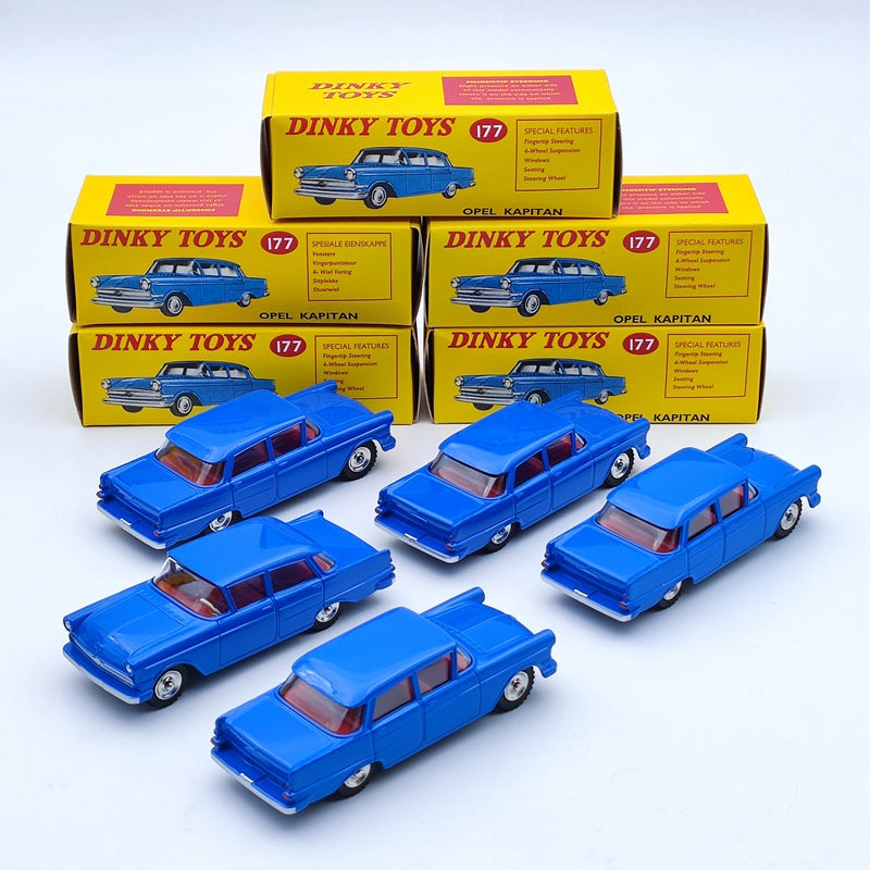 5Pcs DeAgostini 1:43 Dinky Toys 177 Opel Kapitan Diecast Model Cars with Windows - Vintage Collectible Miniature Vehicles for Display, Gifts & Car Enthusiasts