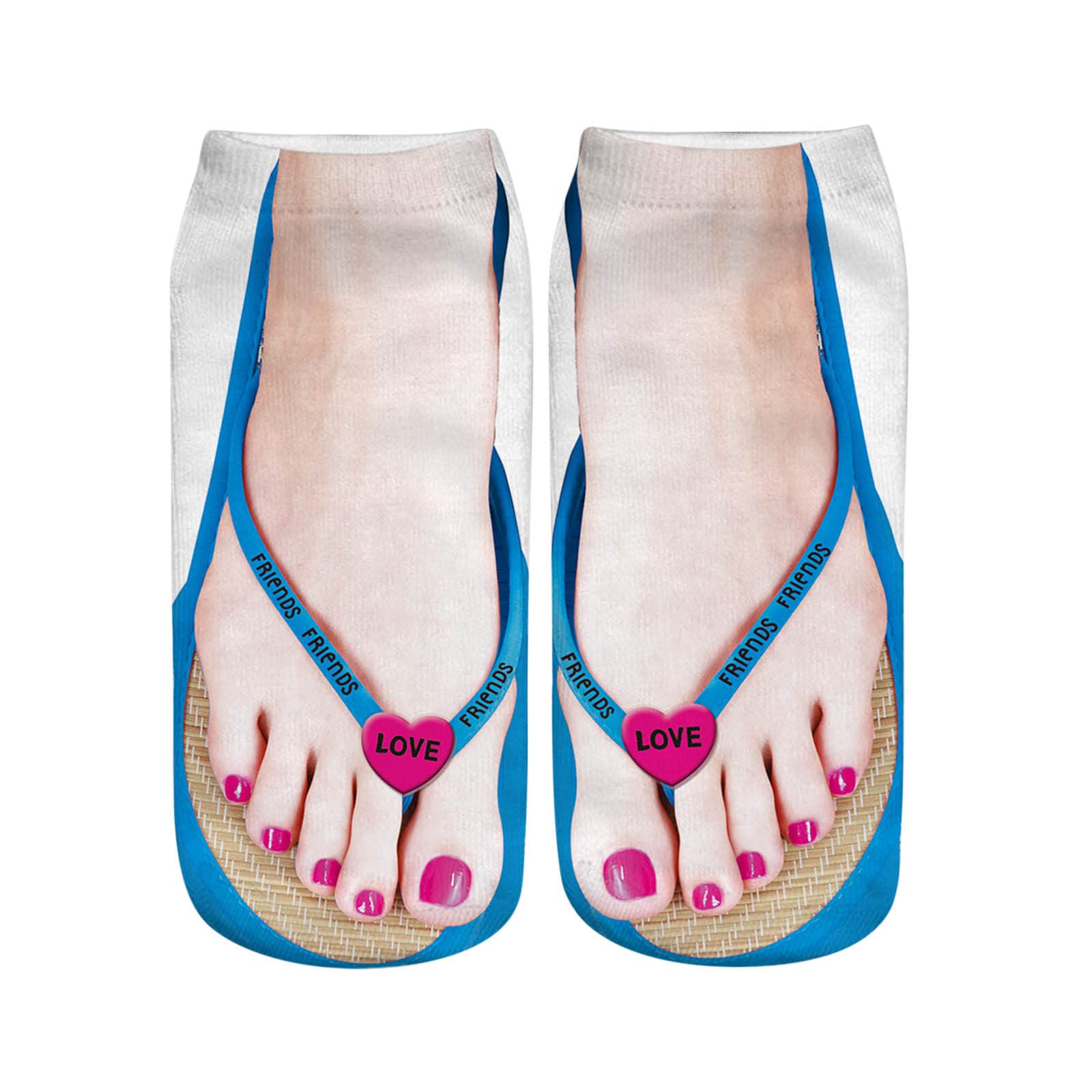 3D Print Hidden No Show Socks for Women - Running & Flip Flops