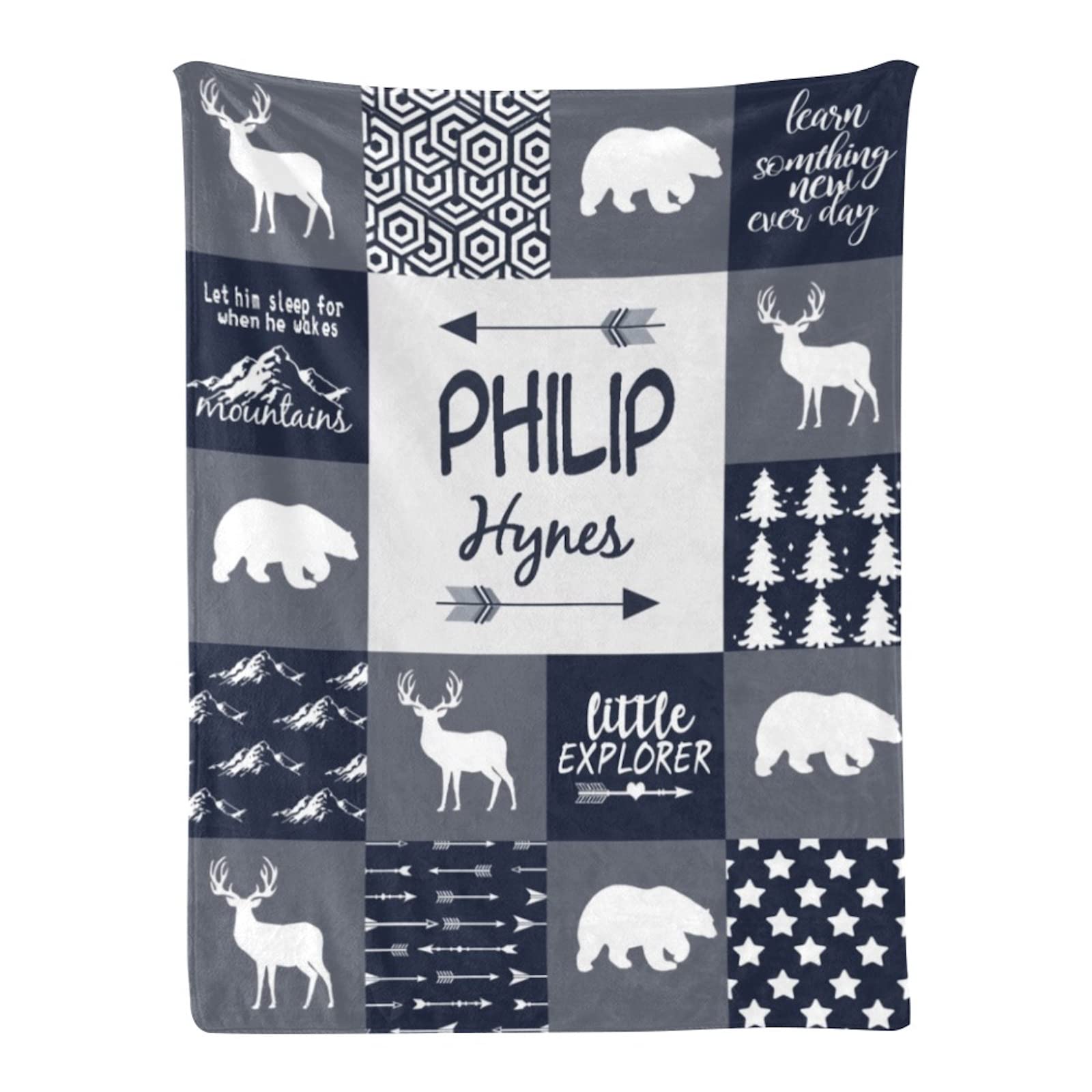 Personalized Woodland Animals Fleece Blanket with Name - Custom Baby Blanket Gift for Boys, Girls, Kids | Soft Minky Flannel Blanket for Nursery, Baby Shower, Birthday & Christmas Gifts